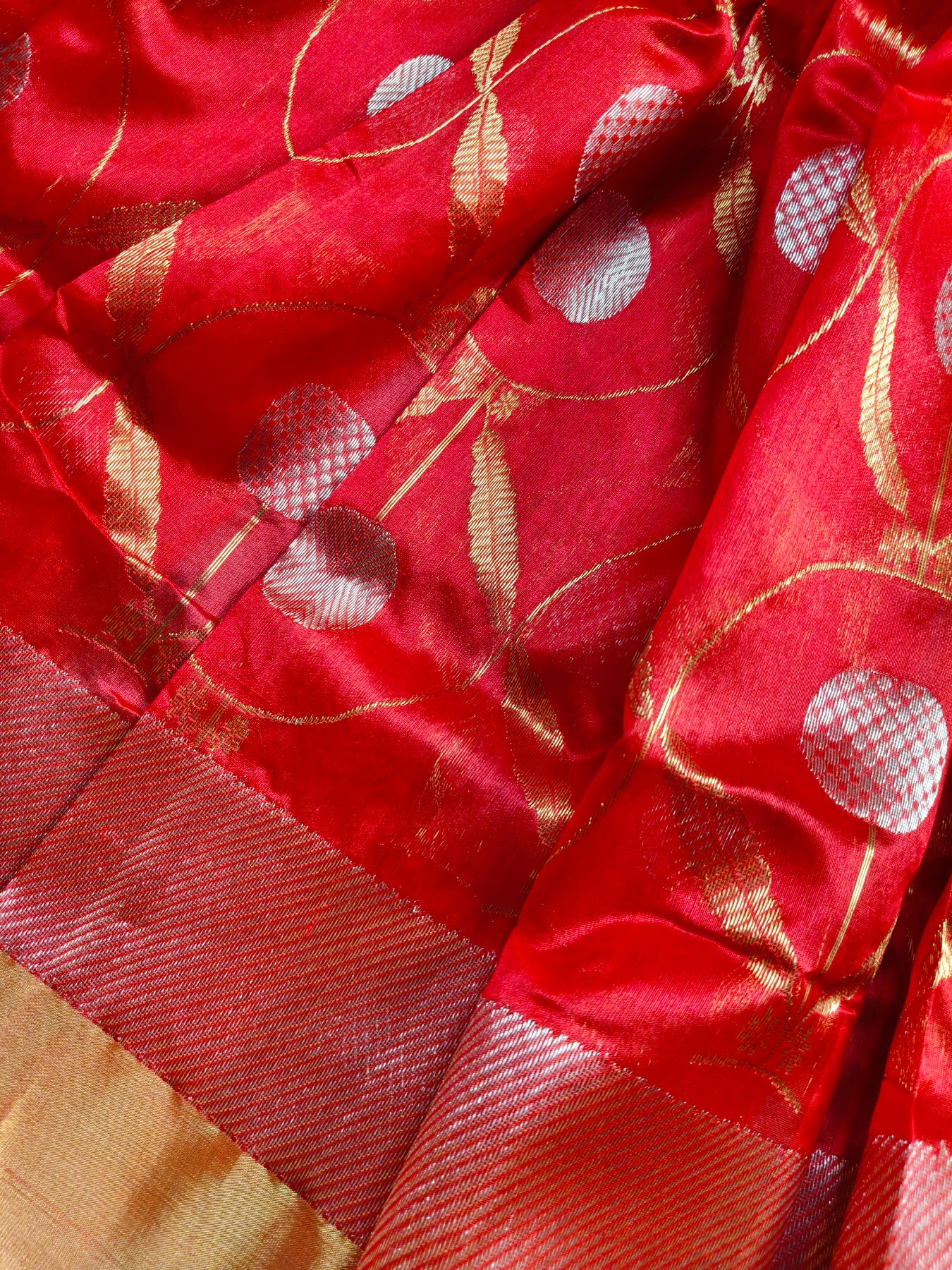 RED SILK PURE HANDLOOM CHANDERI SAREE