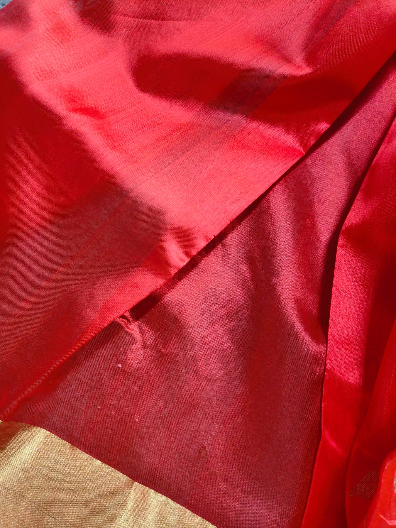 RED SILK PURE HANDLOOM CHANDERI SAREE