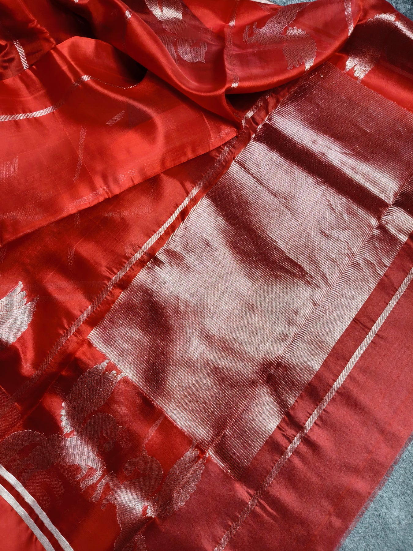 RED SILK PURE HANDLOOM CHANDERI SAREE