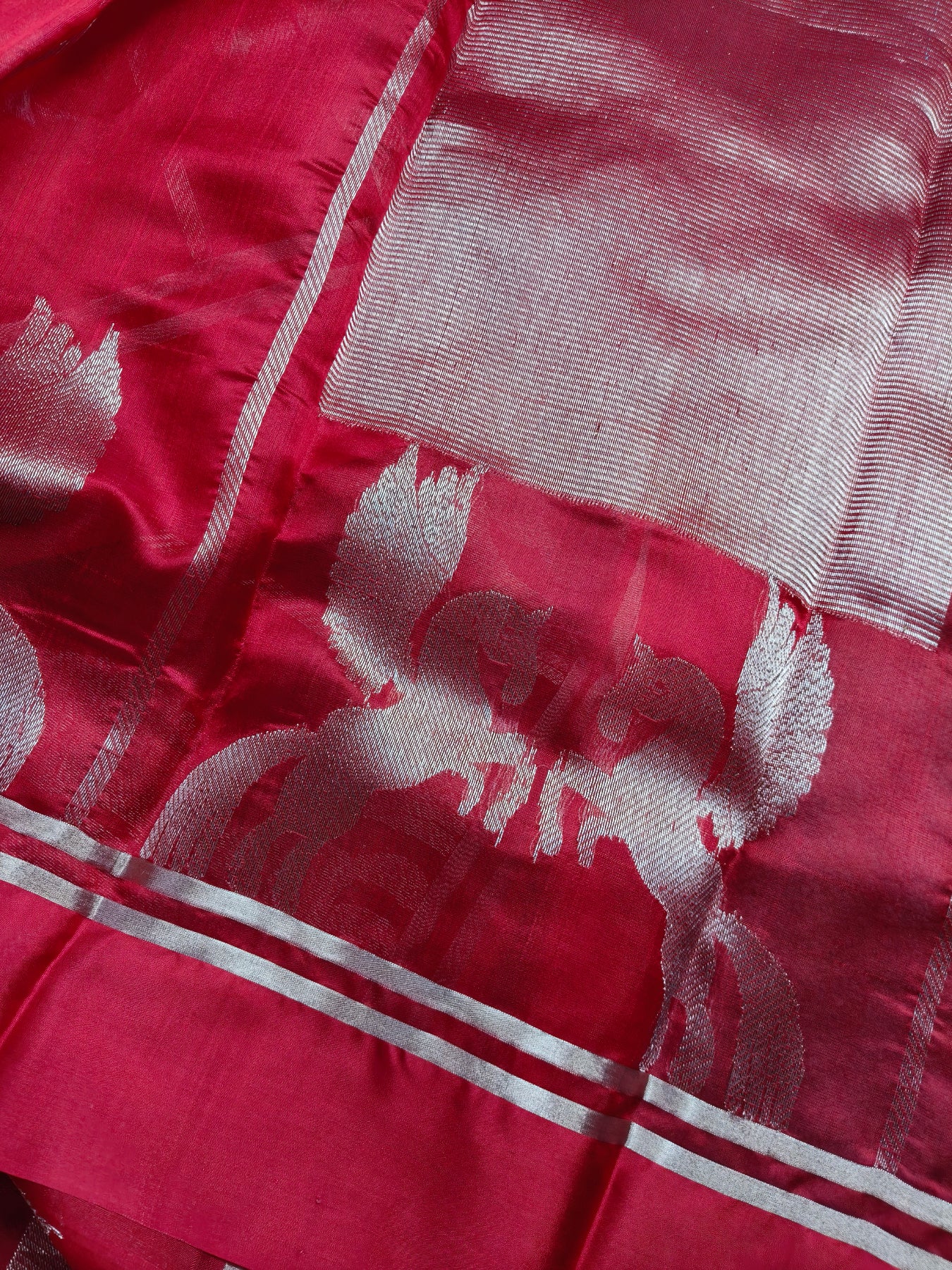 RED SILK PURE HANDLOOM CHANDERI SAREE