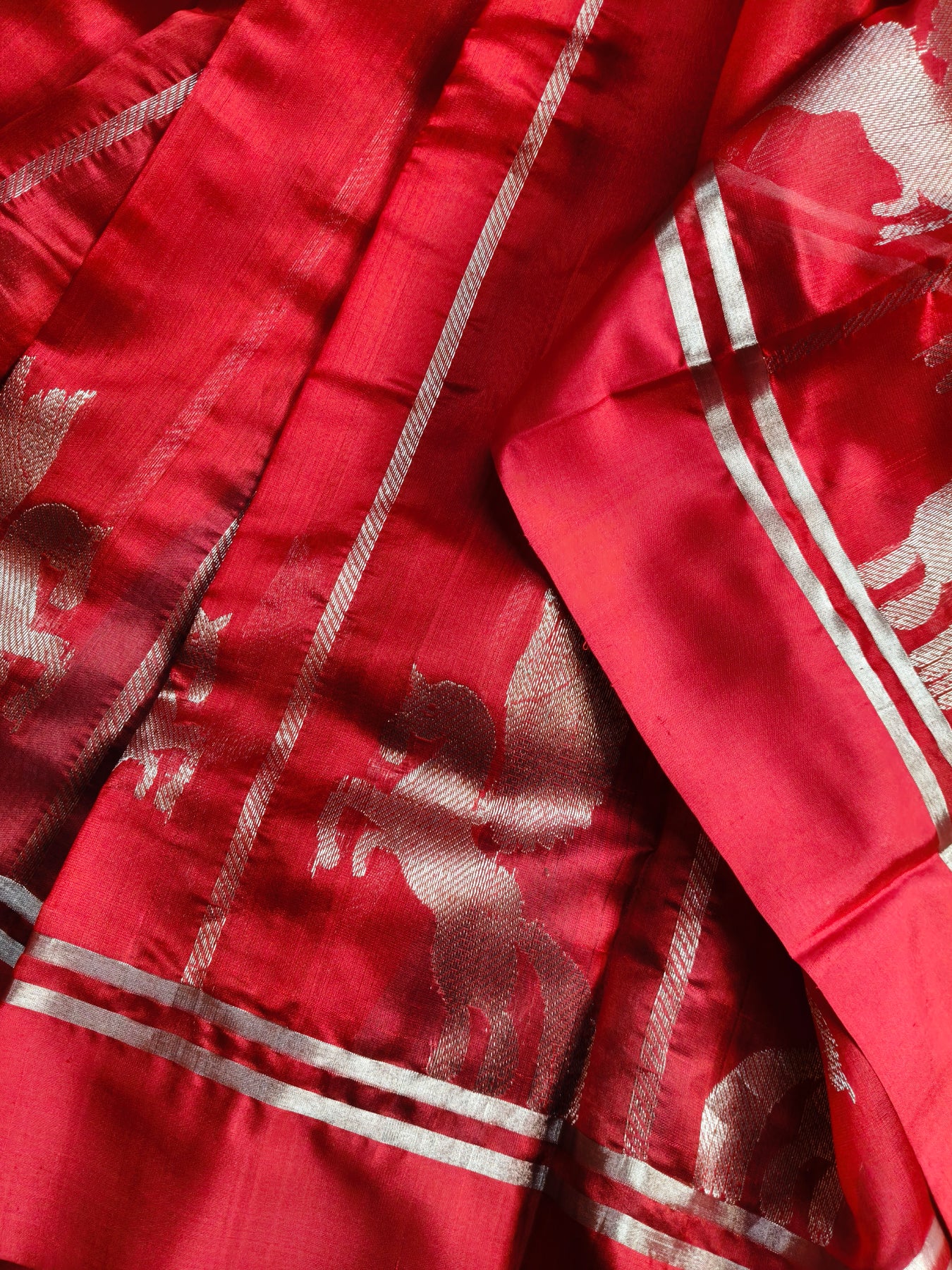 RED SILK PURE HANDLOOM CHANDERI SAREE
