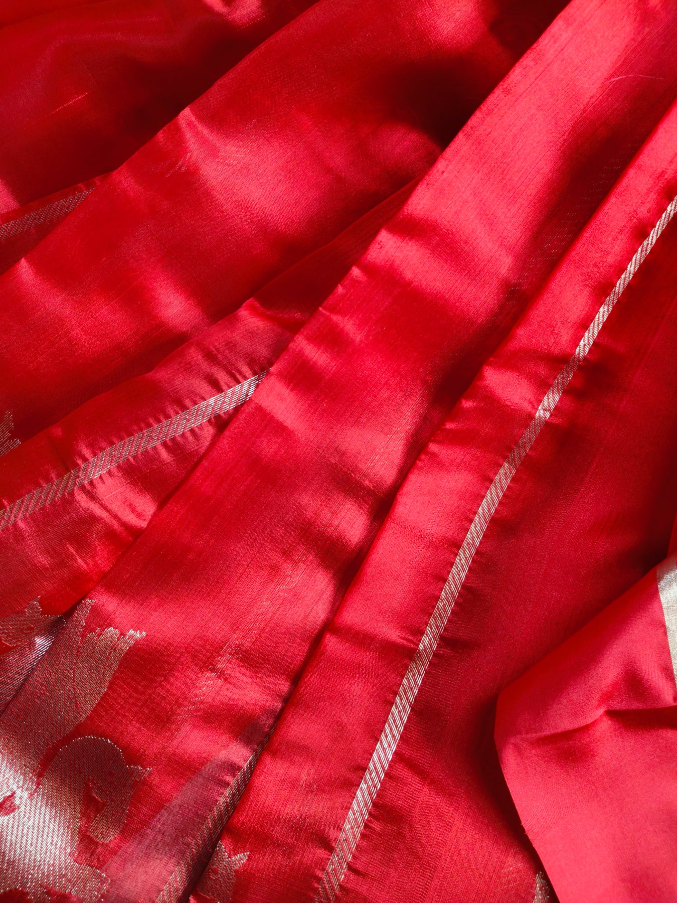 RED SILK PURE HANDLOOM CHANDERI SAREE