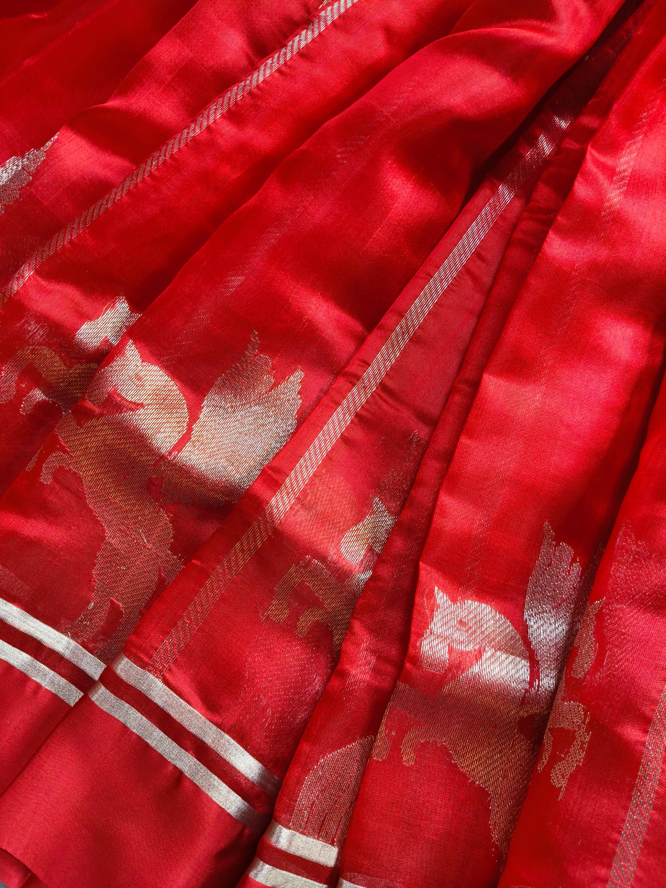 RED SILK PURE HANDLOOM CHANDERI SAREE