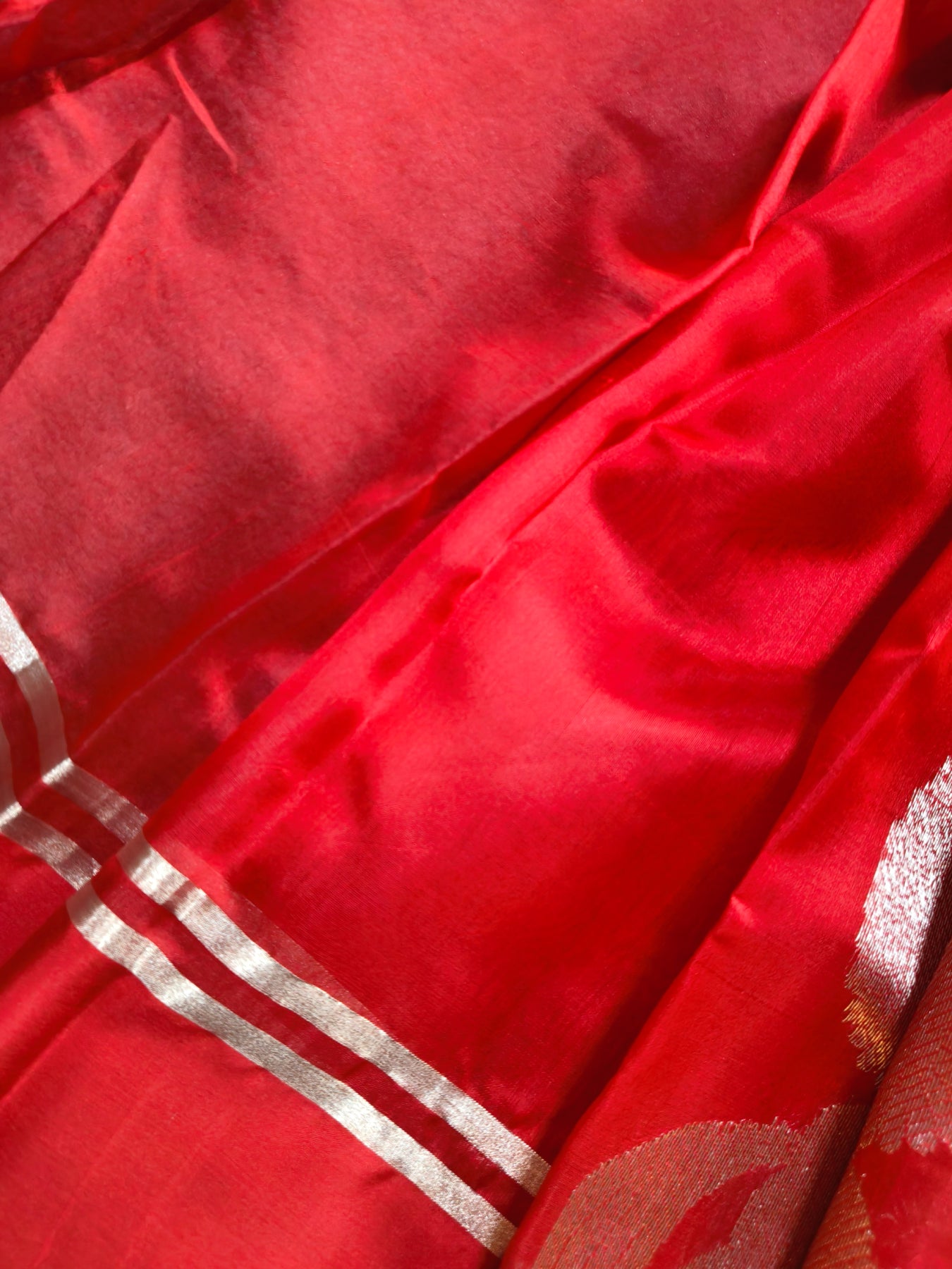 RED SILK PURE HANDLOOM CHANDERI SAREE