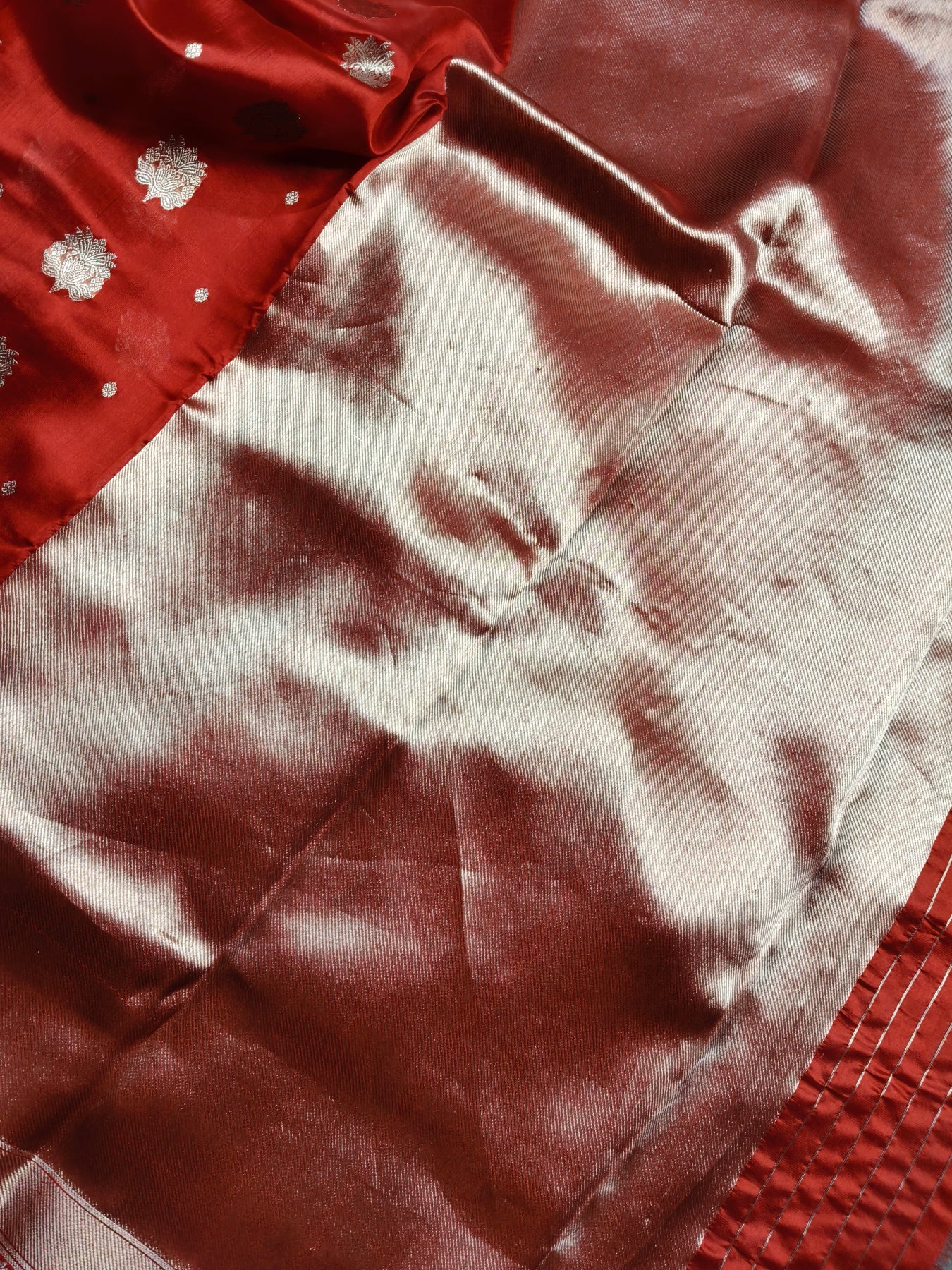 RED SILK PURE HANDLOOM CHANDERI SAREE