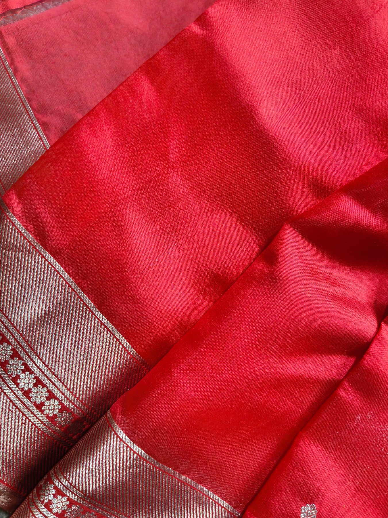 RED SILK PURE HANDLOOM CHANDERI SAREE