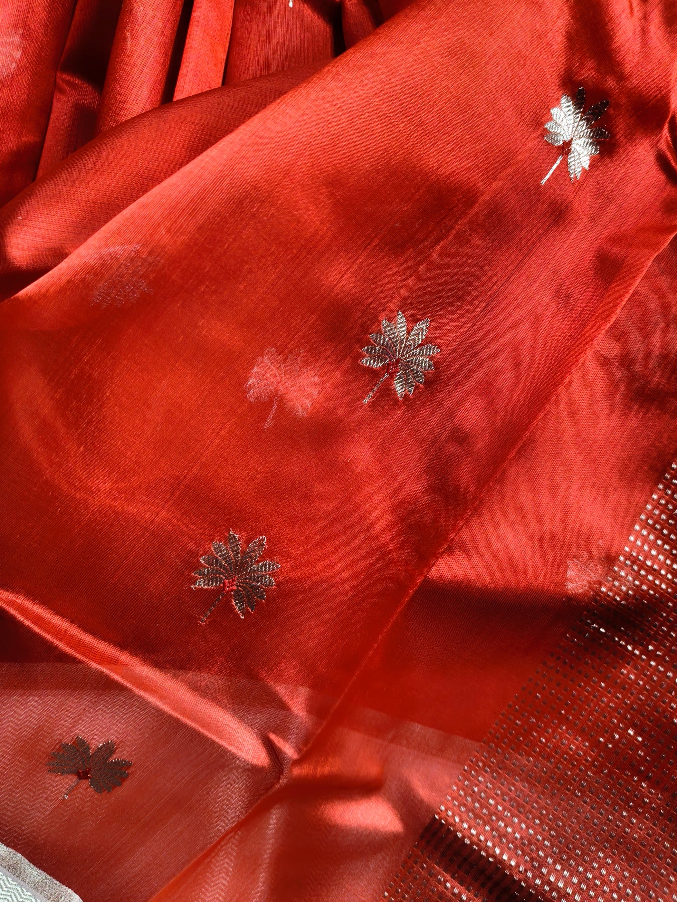 RED SILK PURE HANDLOOM CHANDERI SAREE
