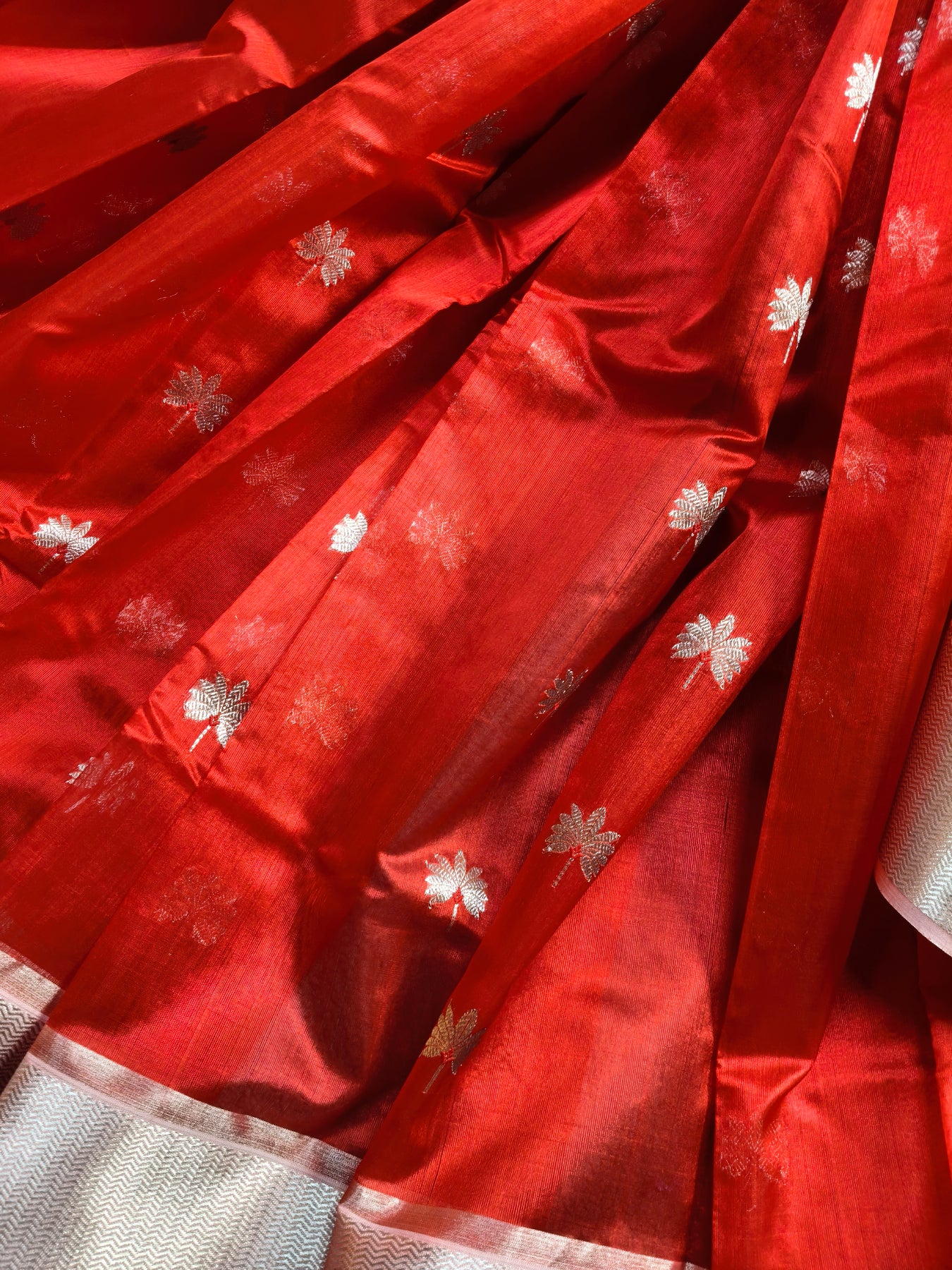 RED SILK PURE HANDLOOM CHANDERI SAREE