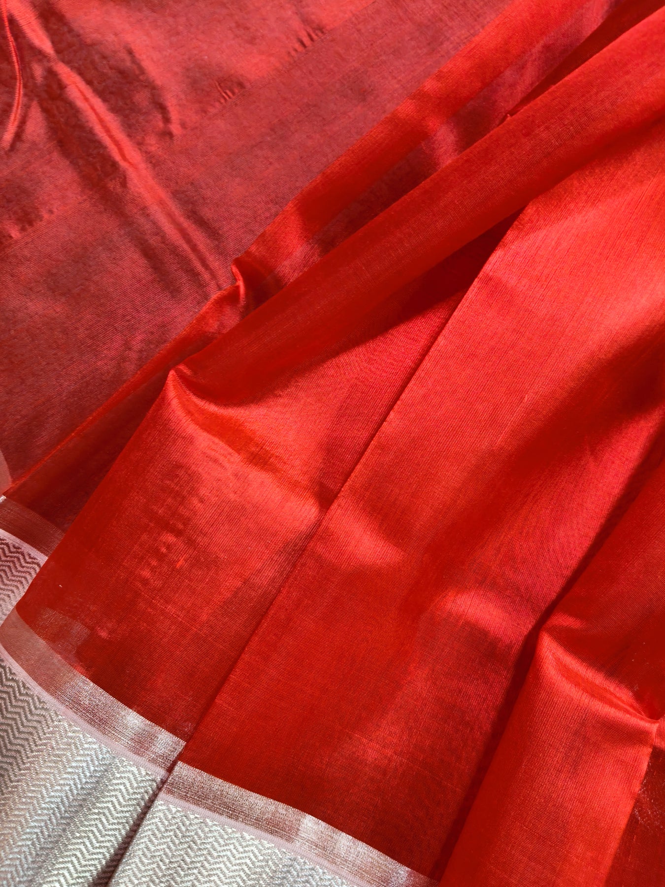 RED SILK PURE HANDLOOM CHANDERI SAREE