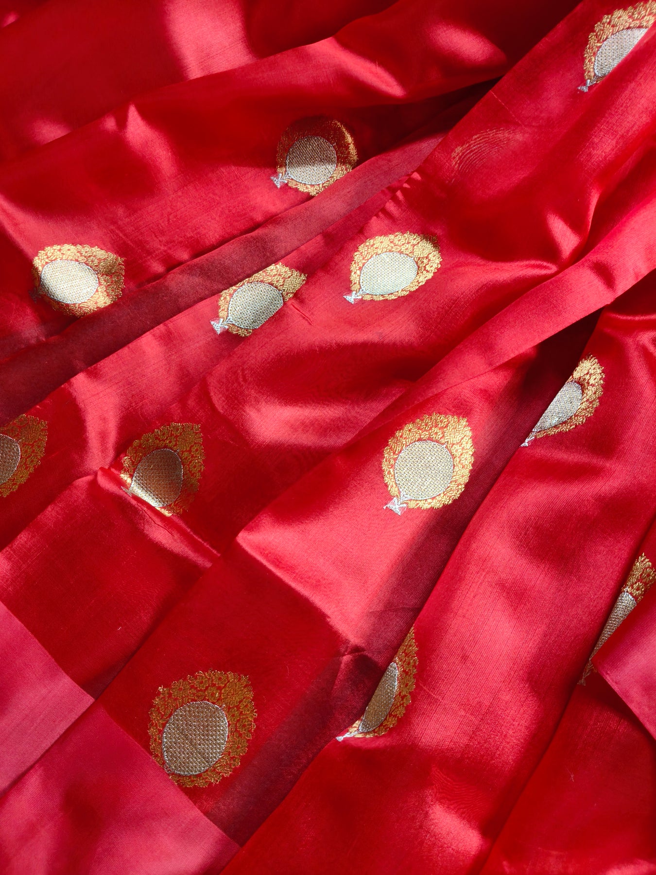 RED SILK PURE HANDLOOM CHANDERI SAREE