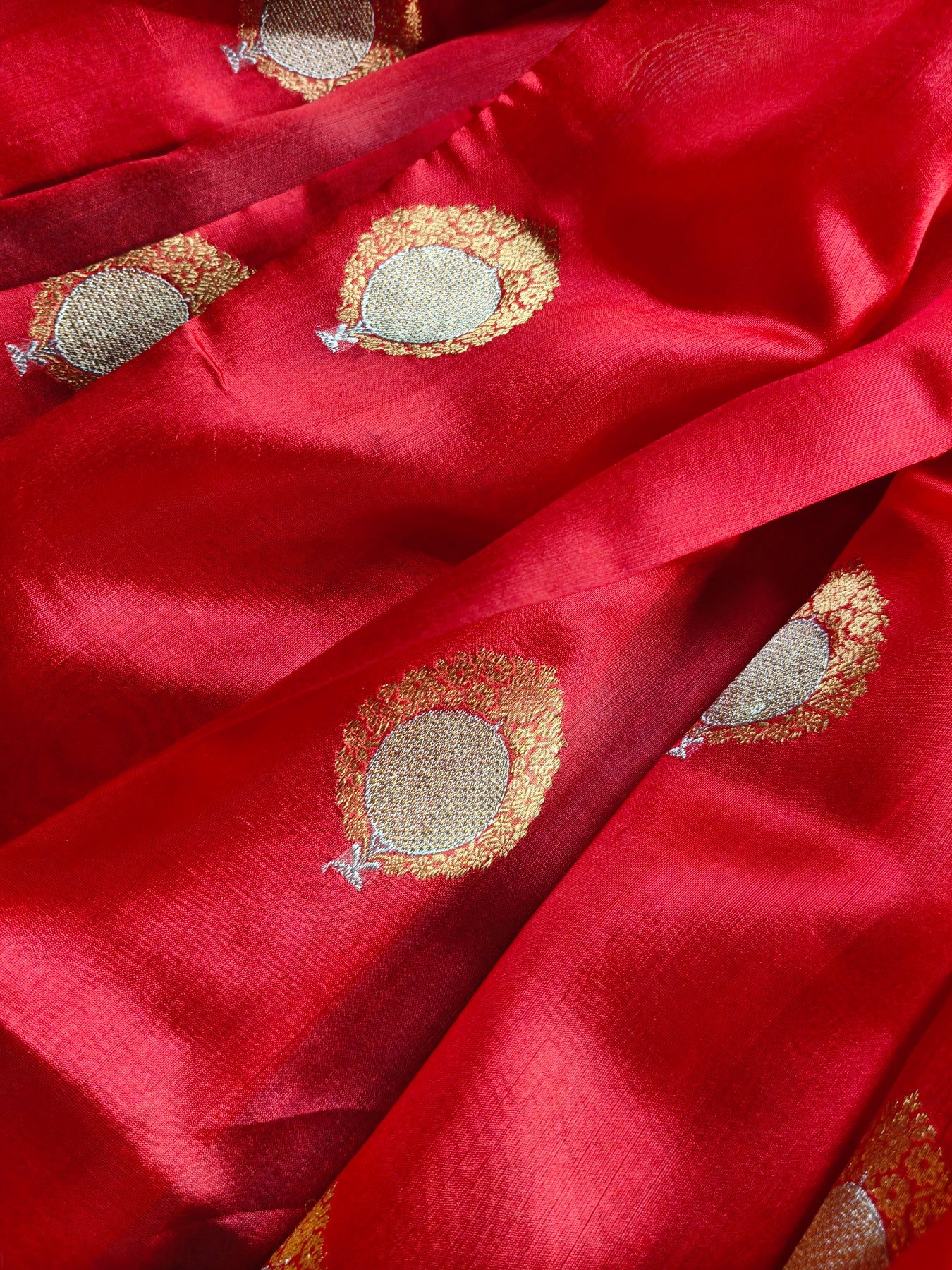 RED SILK PURE HANDLOOM CHANDERI SAREE
