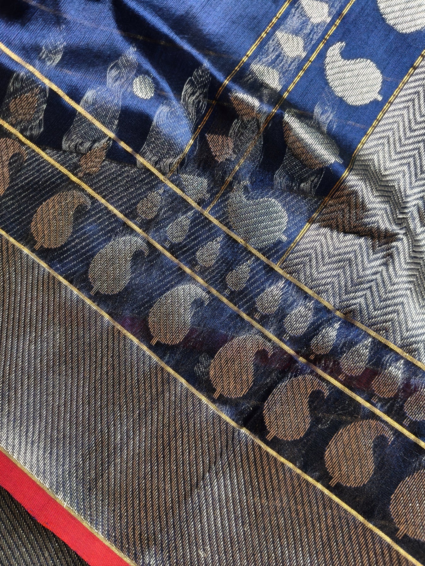 MIDNIGHT BLUE SILK PURE HANDLOOM CHANDERI SAREE