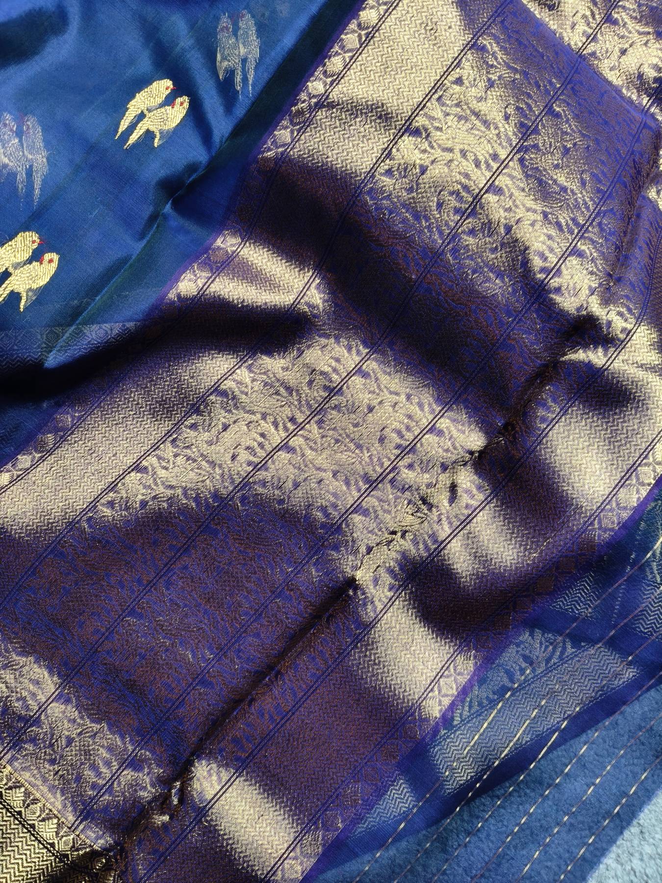 INDIGO BLUE KATAN SILK PURE HANDLOOM CHANDERI SAREE