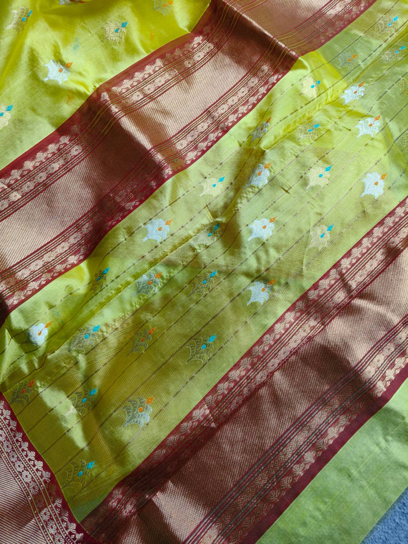 YELLOW PATTU SILK PURE HANDLOOM CHANDERI SAREE
