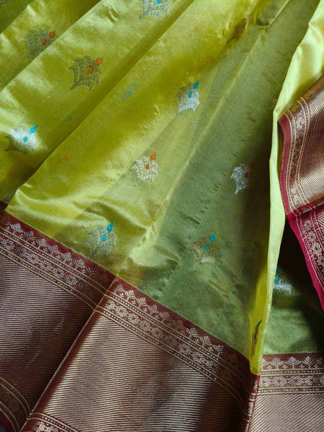 YELLOW PATTU SILK PURE HANDLOOM CHANDERI SAREE