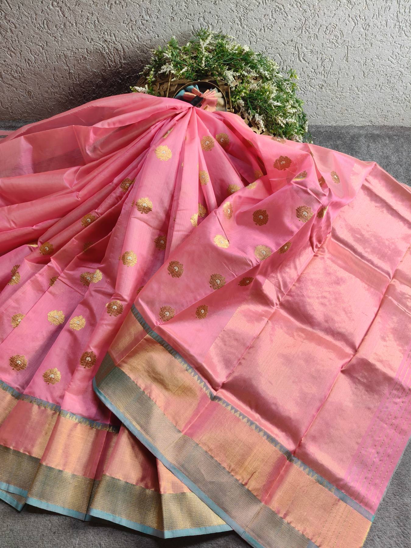 CANDY PINK PATTU SILK PURE HANDLOOM CHANDERI SARE
