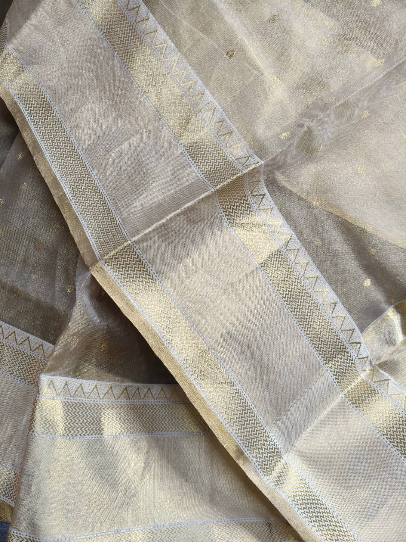GOLD KATAN TISSUE PURE HANDLOOM CHANDERI SAREE