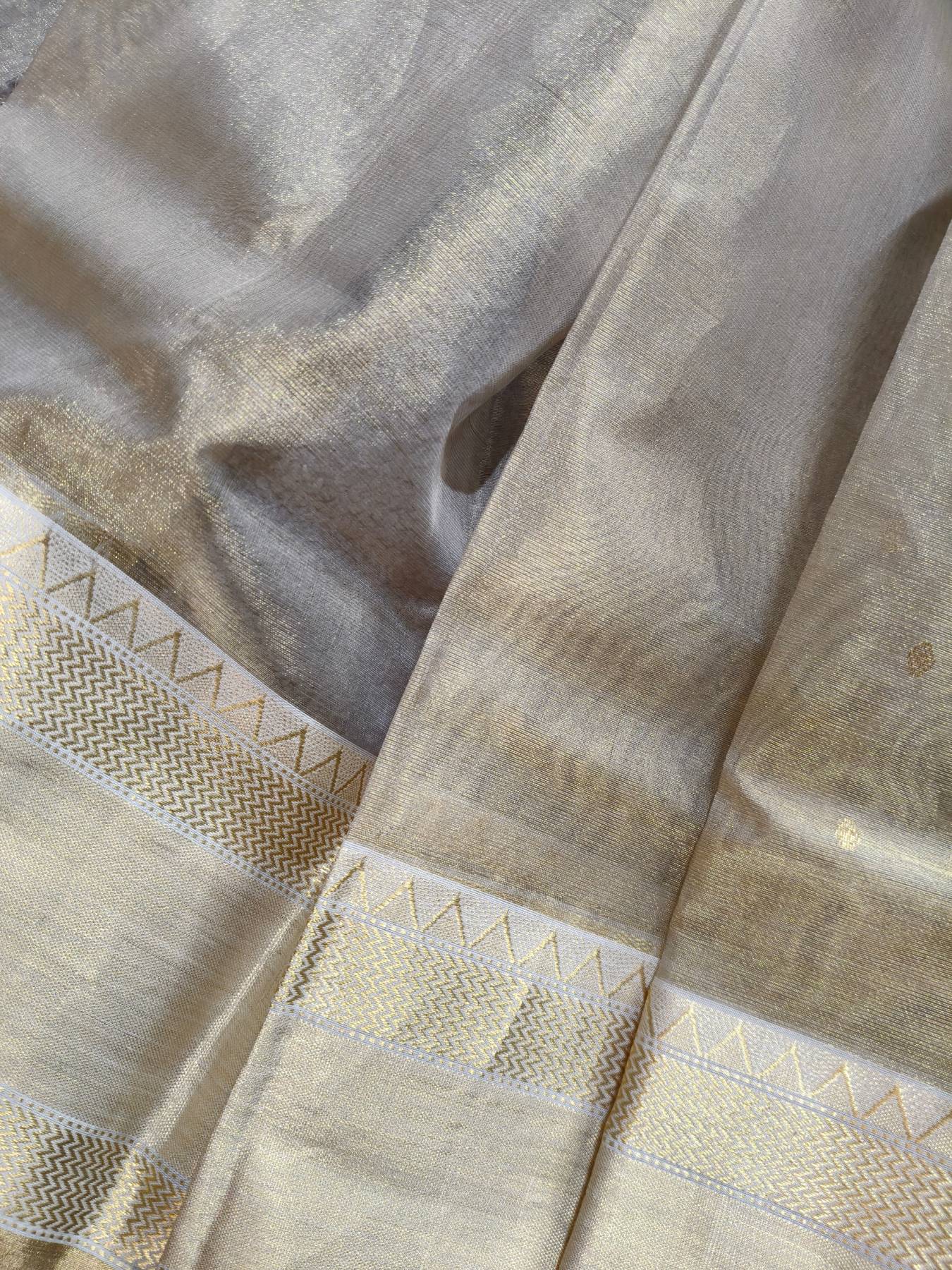 GOLD KATAN TISSUE PURE HANDLOOM CHANDERI SAREE