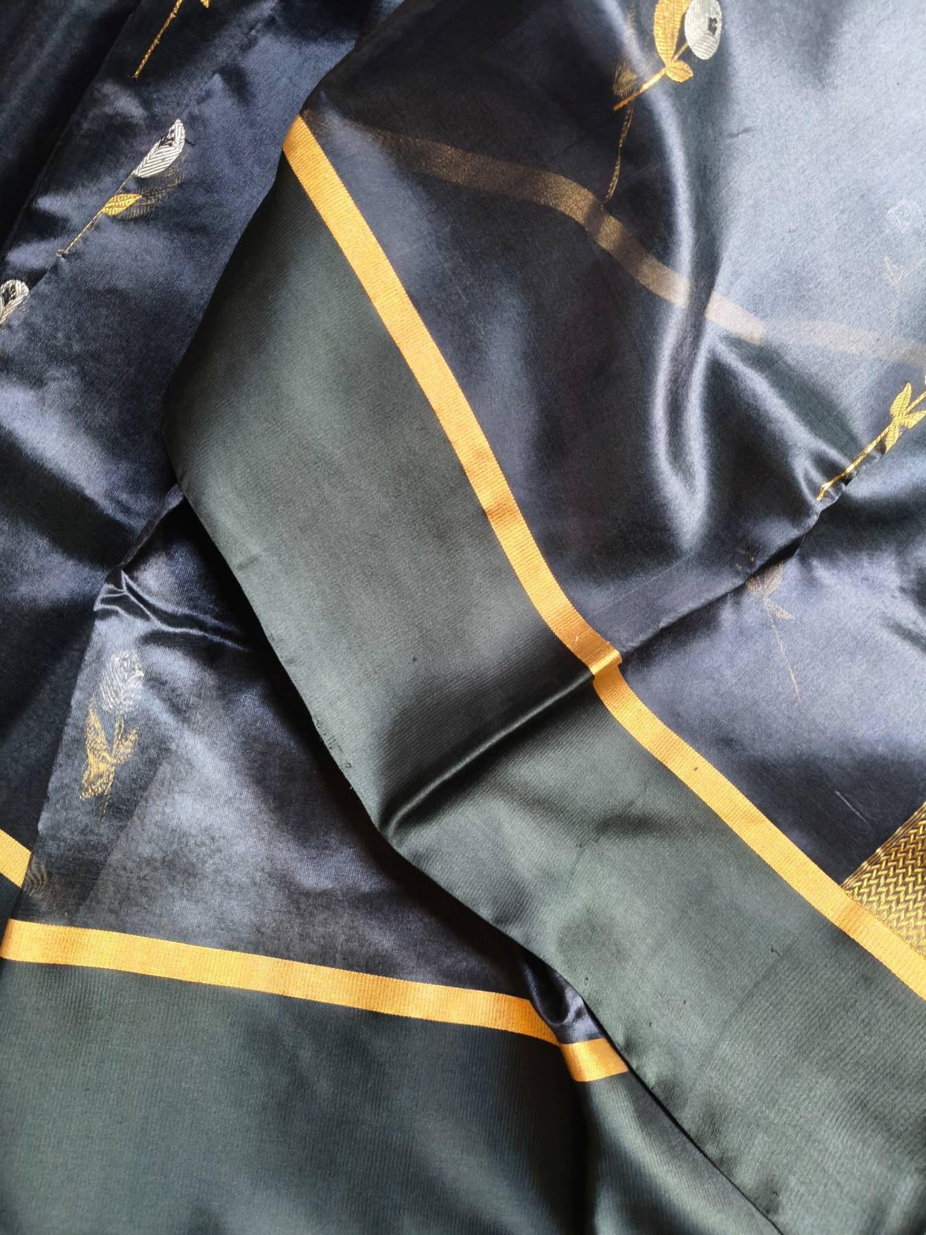BLACK SILK PURE HANDLOOM CHANDERI SAREE