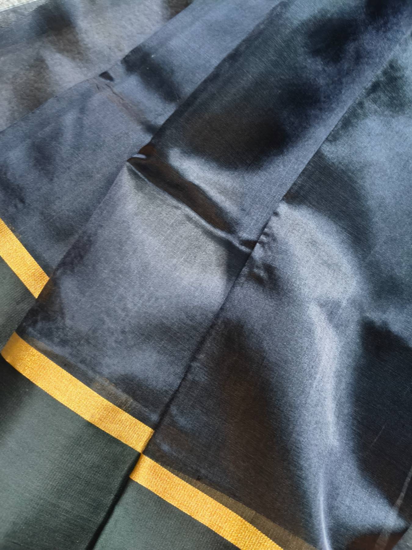 BLACK SILK PURE HANDLOOM CHANDERI SAREE