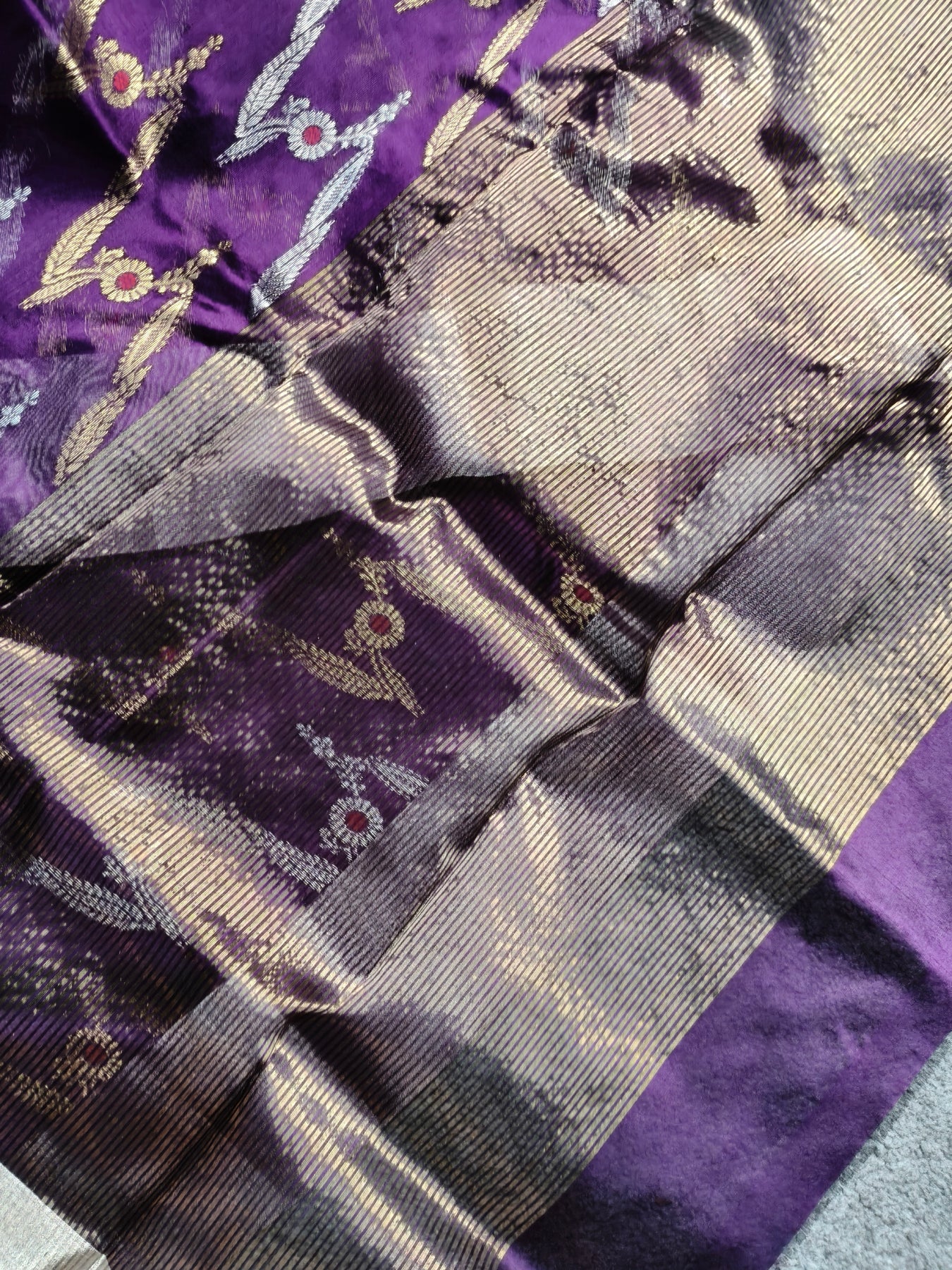 PURPLE PATTU SILK PURE HANDLOOM CHANDERI SAREE
