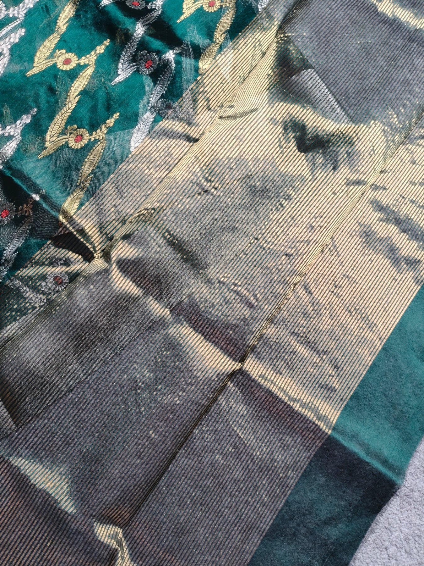 GREEN PATTU SILK PURE HANDLOOM CHANDERI SAREE