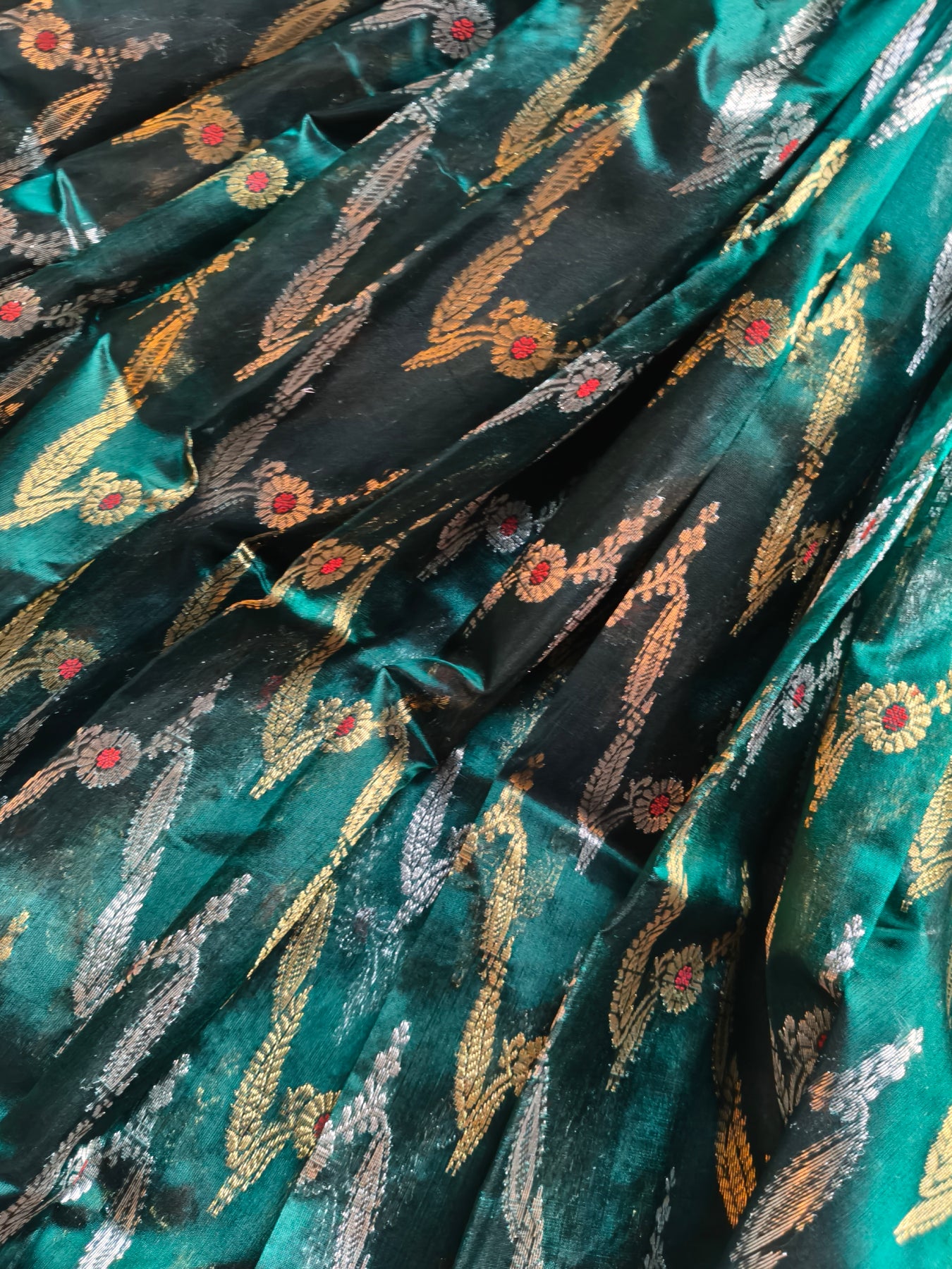 GREEN PATTU SILK PURE HANDLOOM CHANDERI SAREE