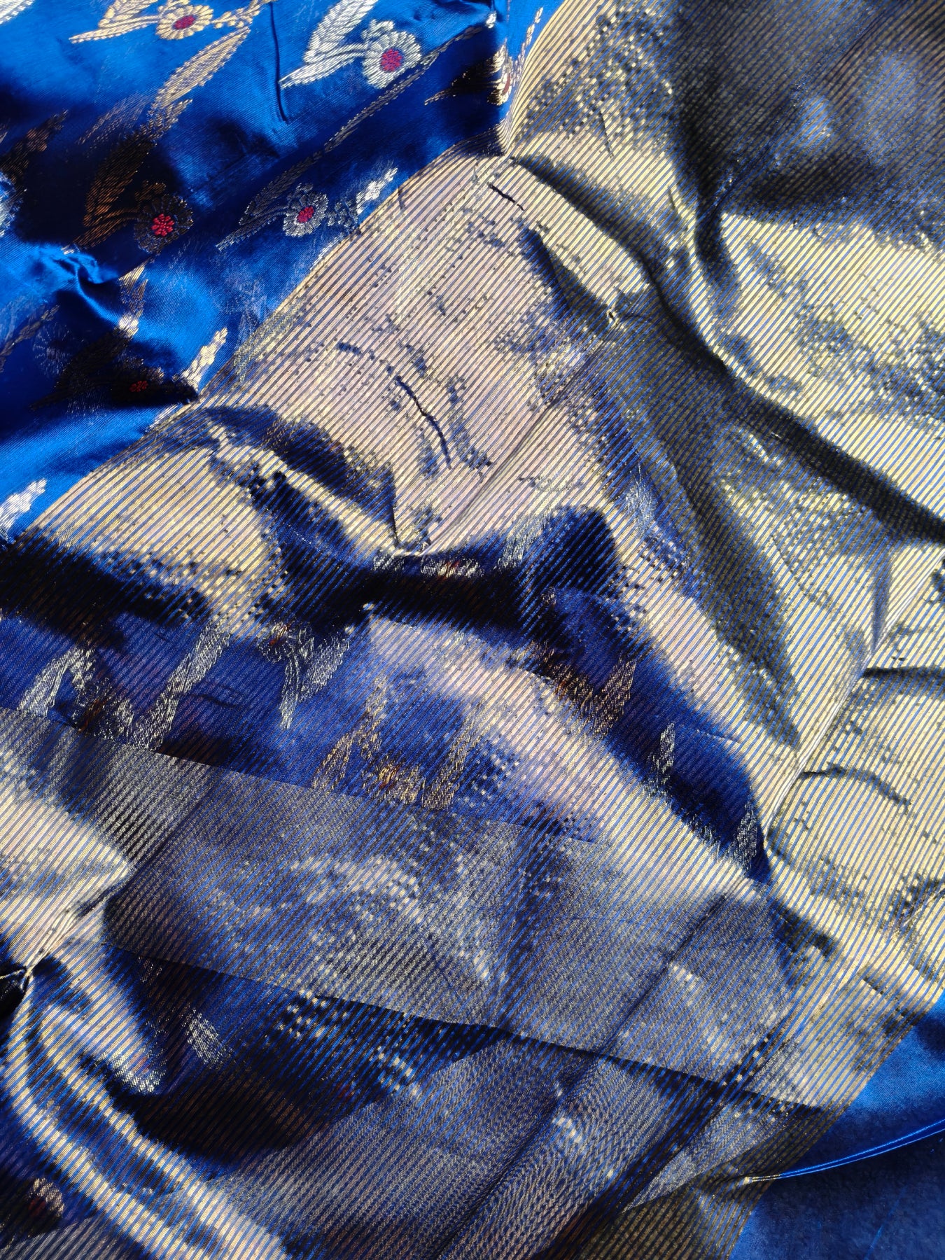 ROYAL BLUE PATTU SILK PURE HANDLOOM CHANDERI SAREE