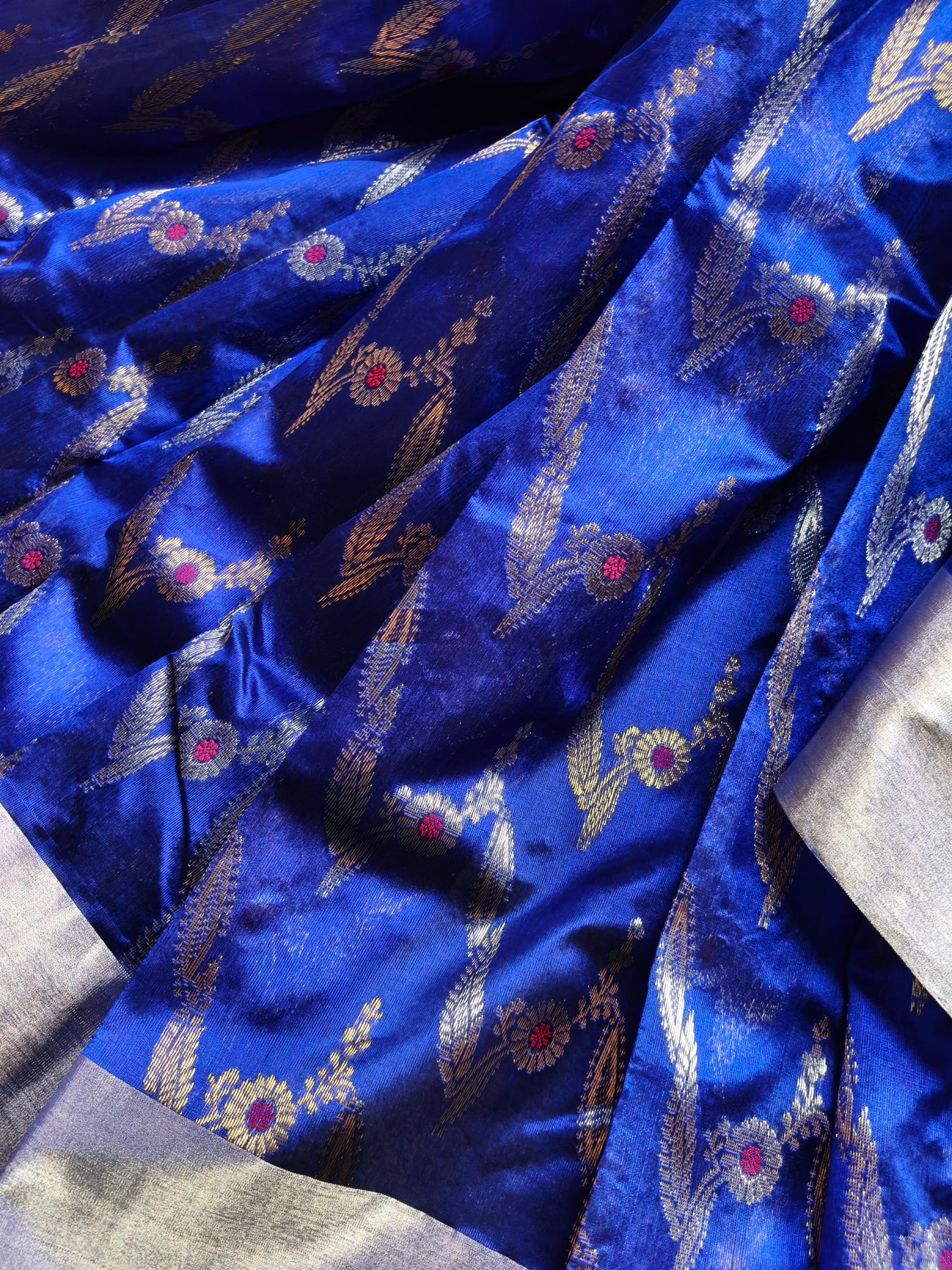 ROYAL BLUE PATTU SILK PURE HANDLOOM CHANDERI SAREE