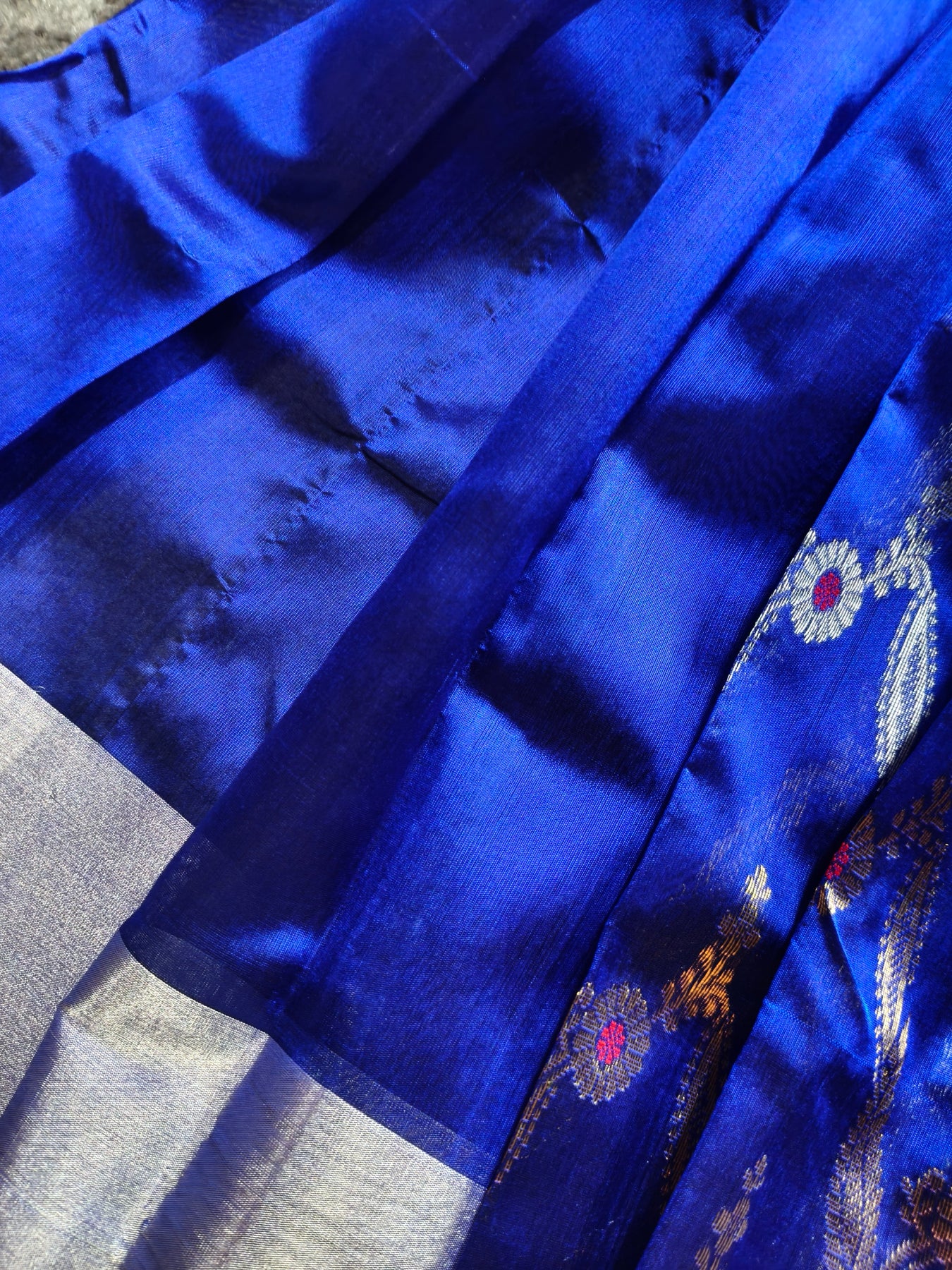 ROYAL BLUE PATTU SILK PURE HANDLOOM CHANDERI SAREE