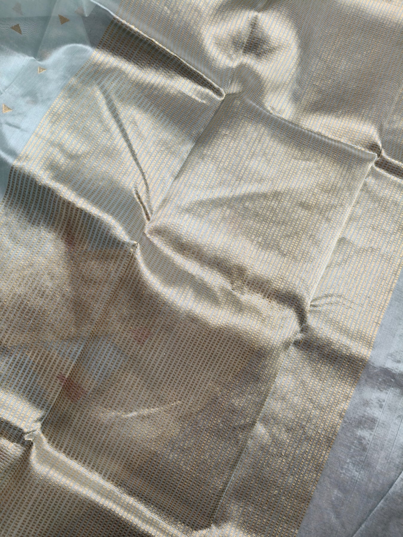 POWDER BLUE SILK PURE HANDLOOM 1 NALIYA CHANDERI SAREE