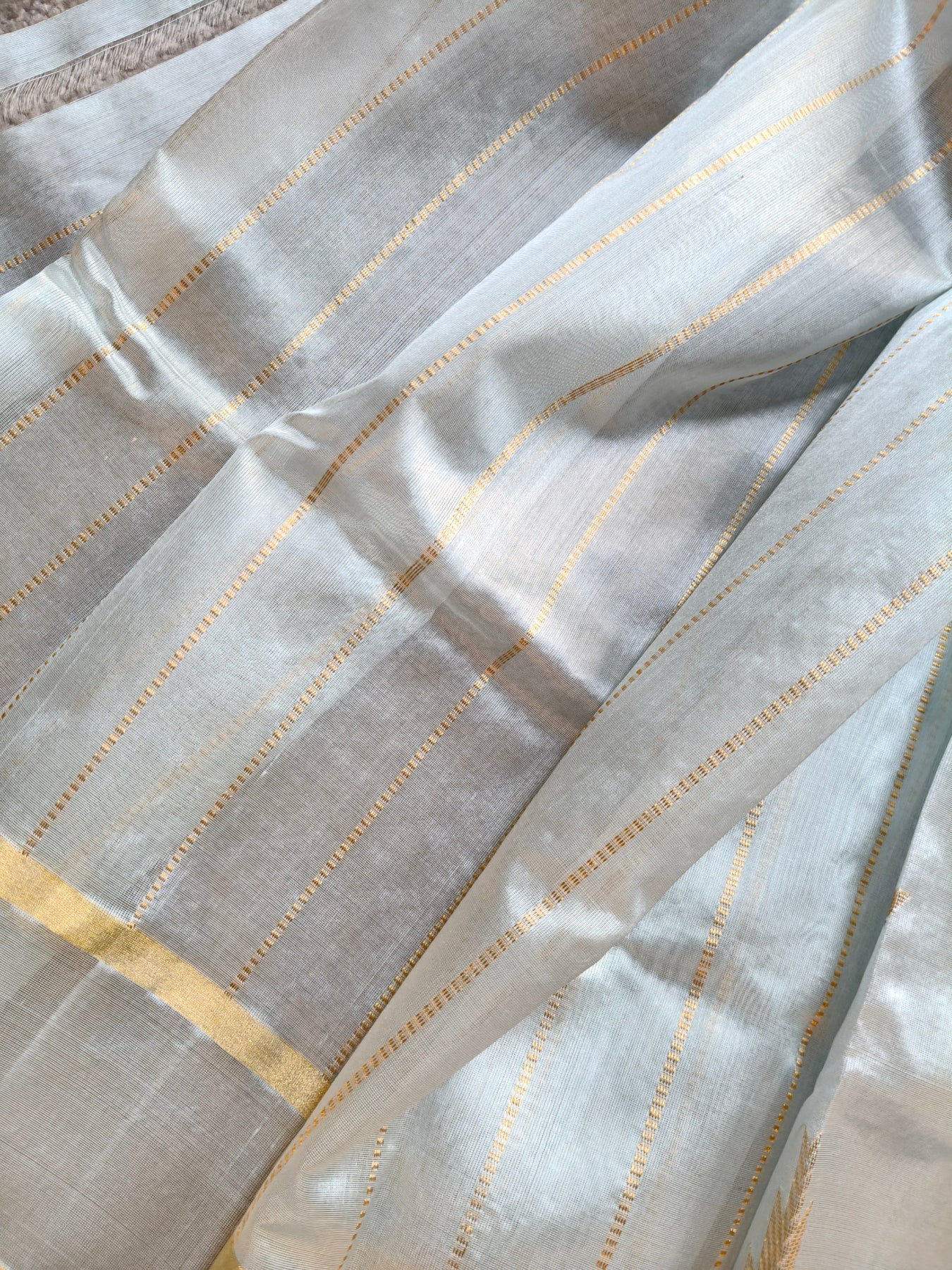 POWDER BLUE SILK PURE HANDLOOM 1 NALIYA CHANDERI SAREE