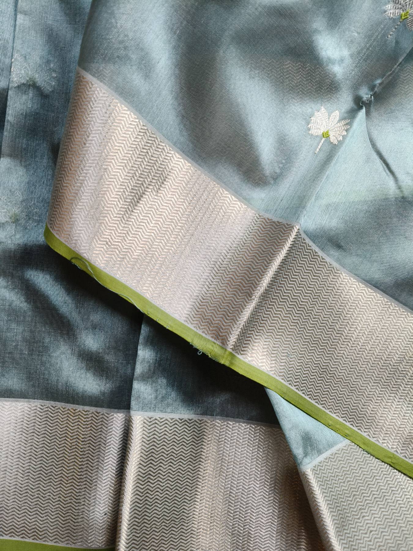 SKY BLUE SILK PURE HANDLOOM CHANDERI SAREE