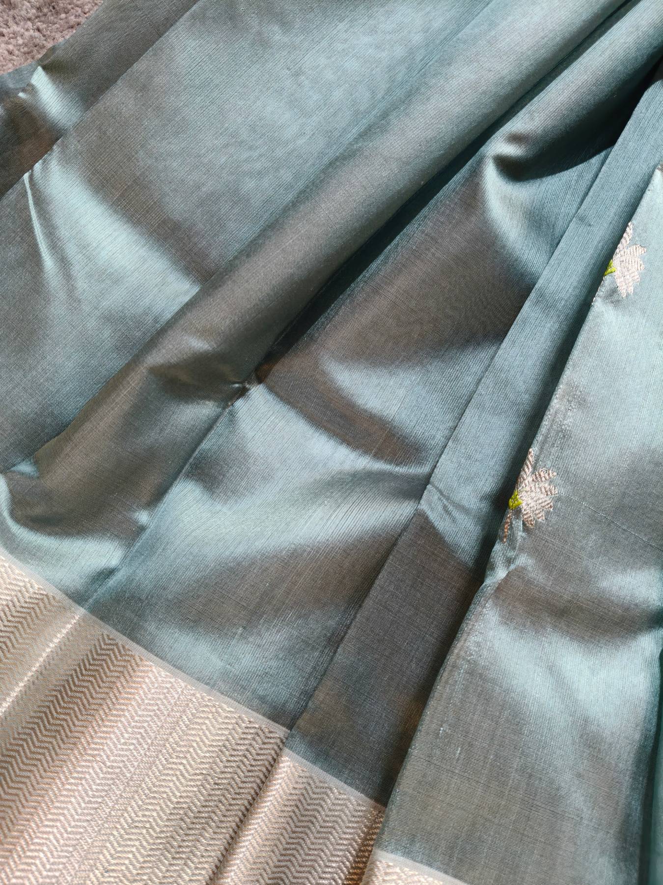 SKY BLUE SILK PURE HANDLOOM CHANDERI SAREE
