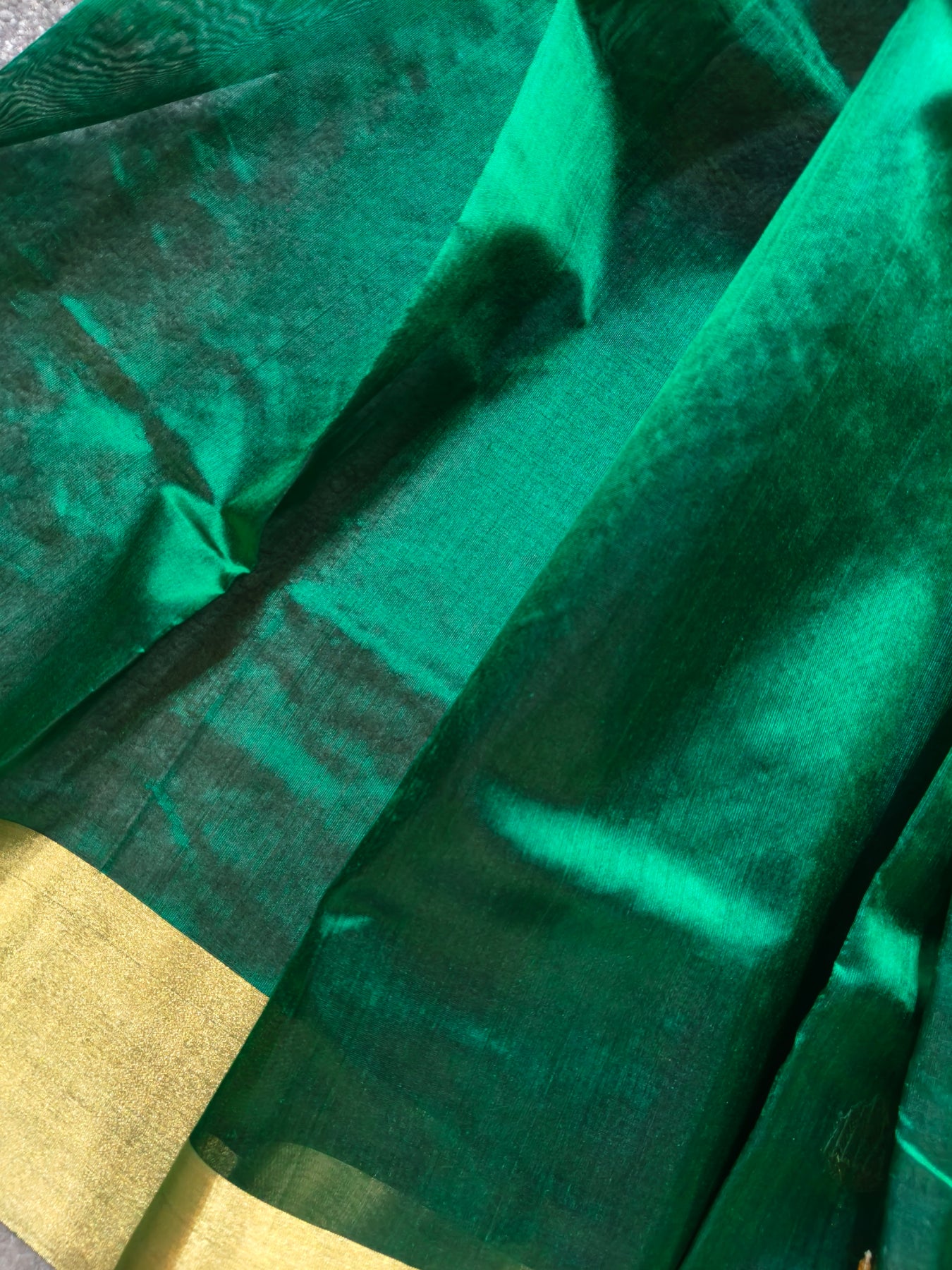 BOTTLE GREEN SILK PURE HANDLOOM EK NALIYA CHANDERI SAREE