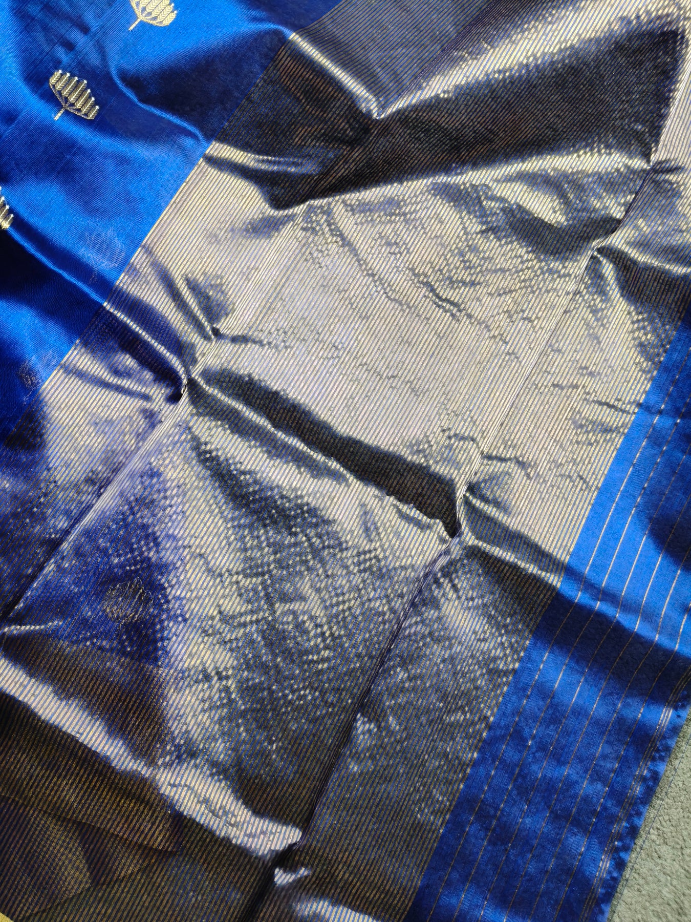 BLUE SILK PURE HANDLOOM EK NALIYA CHANDERI SAREE