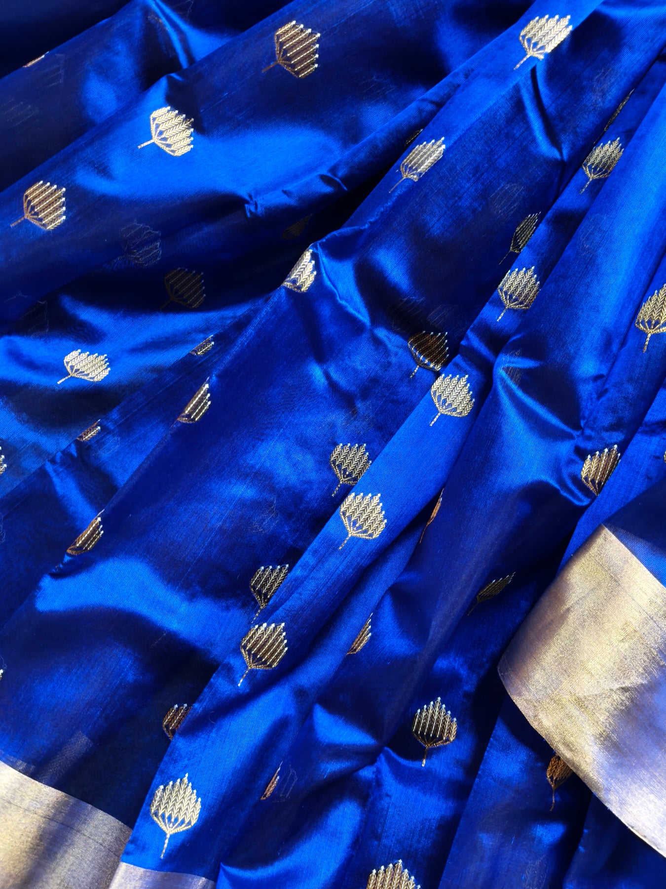 BLUE SILK PURE HANDLOOM EK NALIYA CHANDERI SAREE