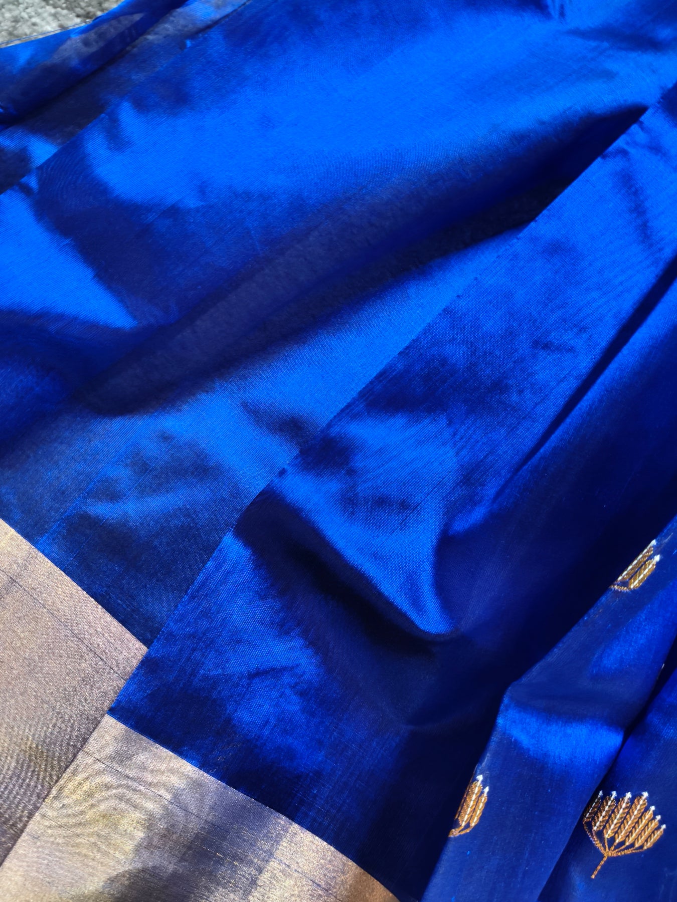 BLUE SILK PURE HANDLOOM EK NALIYA CHANDERI SAREE