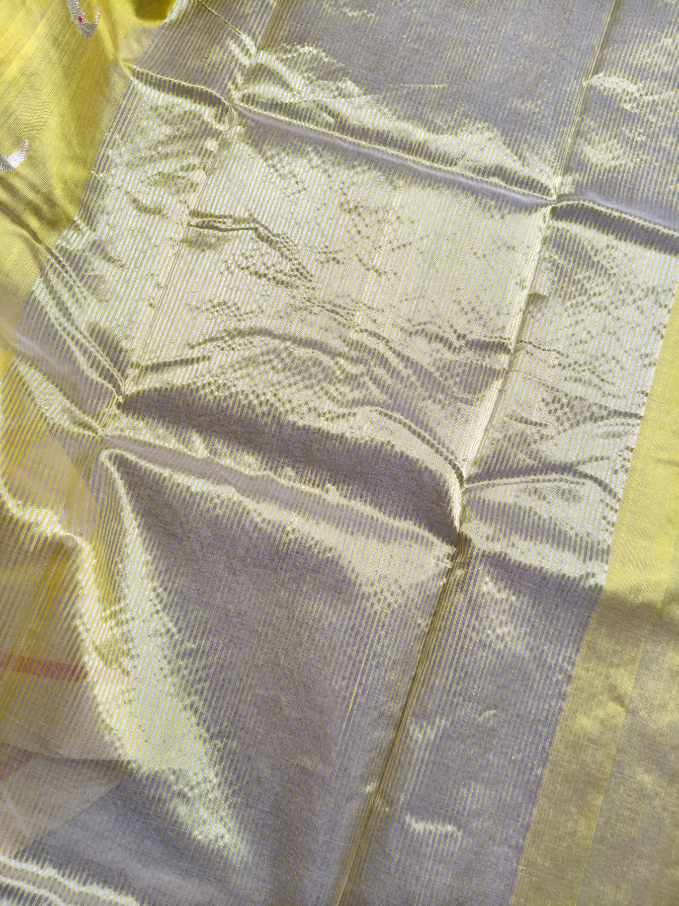 YELLOW SILK PURE HANDLOOM EK NALIYA CHANDERI SAREE