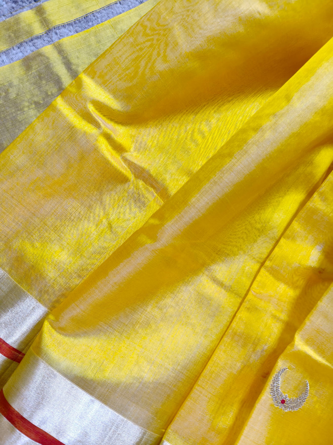 YELLOW SILK PURE HANDLOOM EK NALIYA CHANDERI SAREE