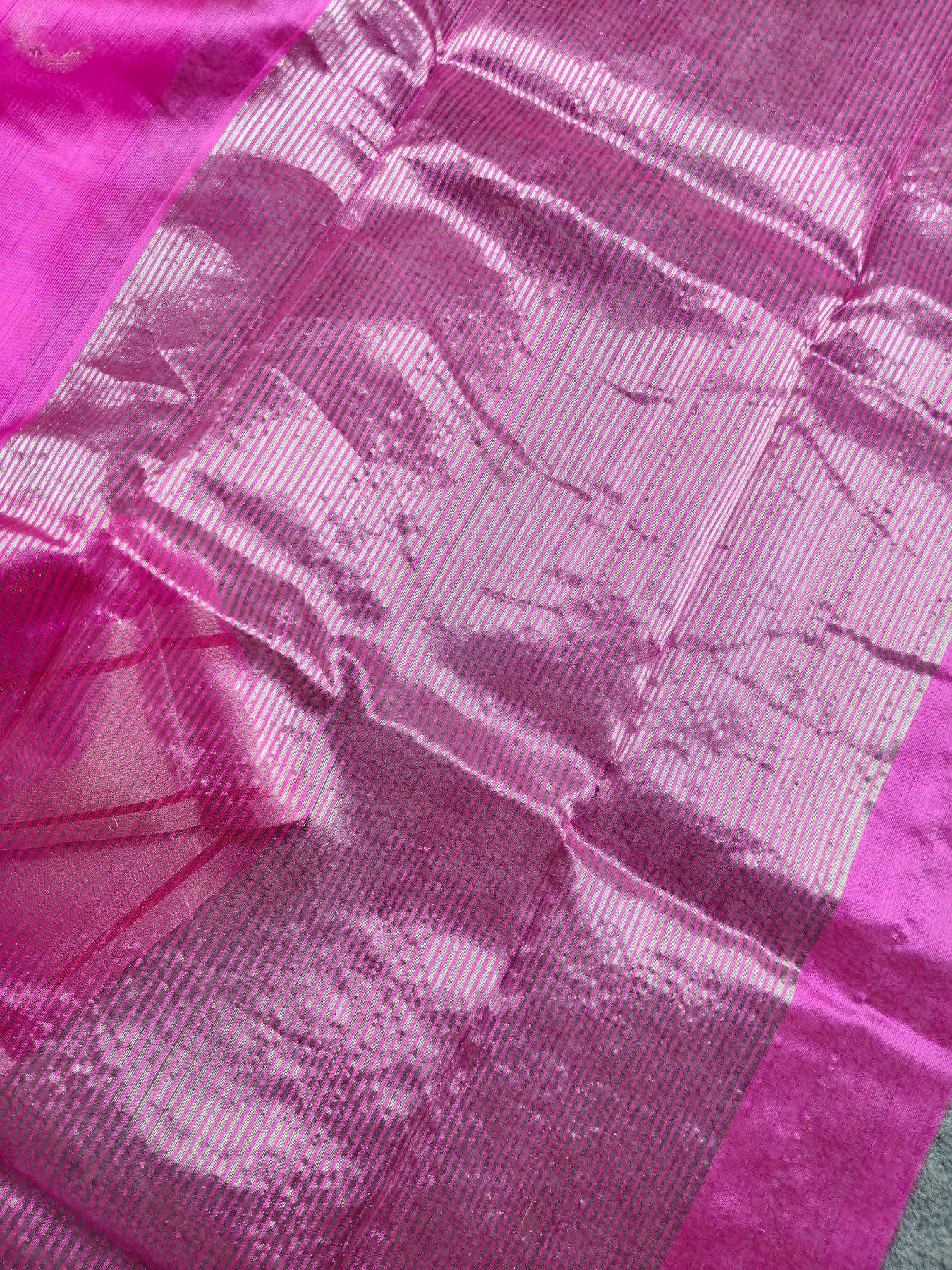 PINK SILK PURE HANDLOOM EK NALIYA CHANDERI SAREE