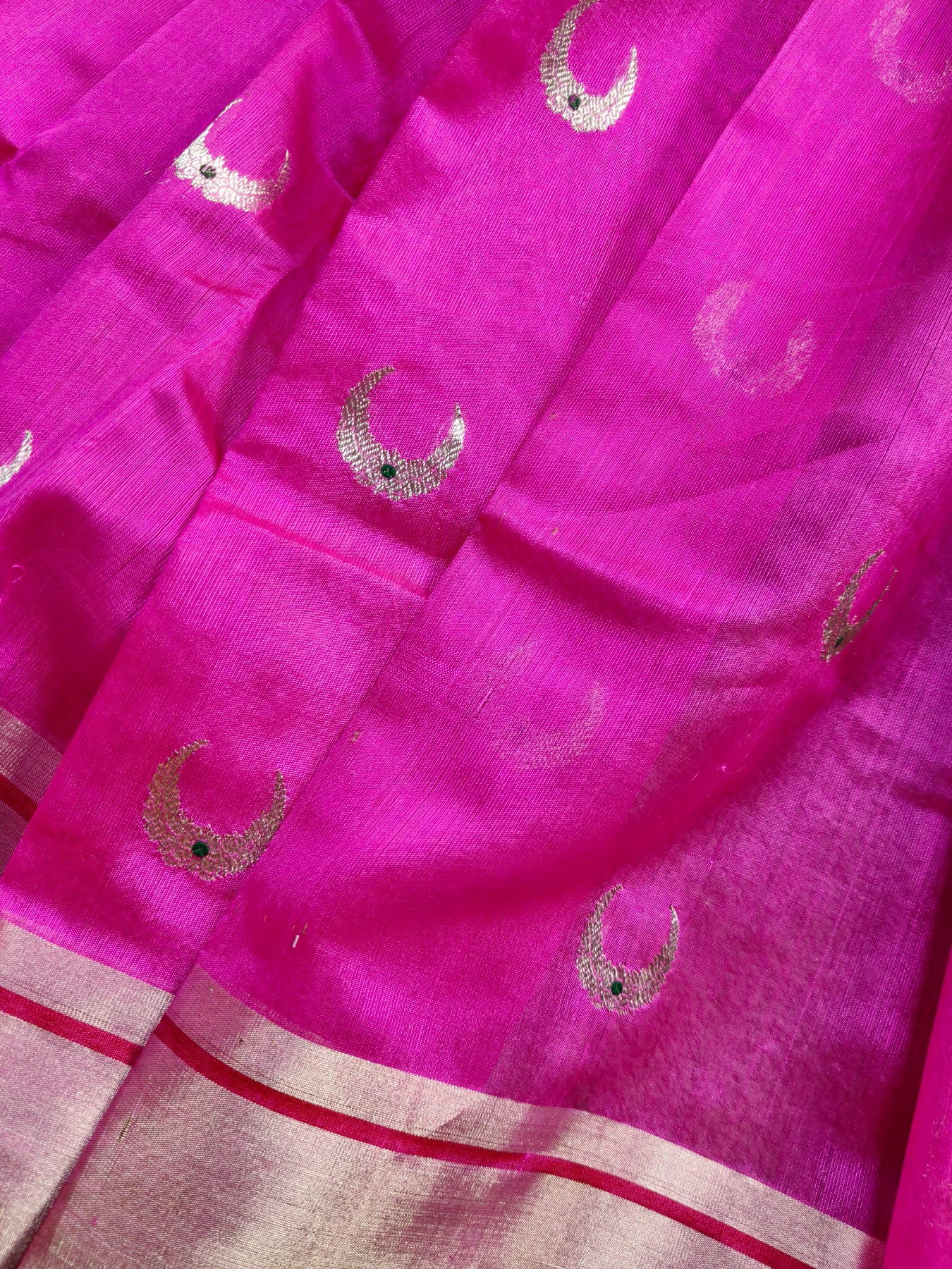 PINK SILK PURE HANDLOOM EK NALIYA CHANDERI SAREE