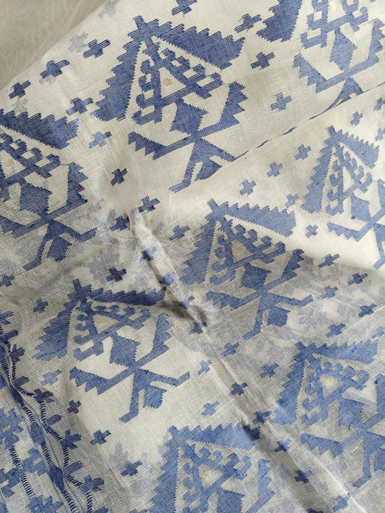 OFF WHITE COTTON (80 COUNT) PURE HANDLOOM DHAKAI JAMDANI SAREE