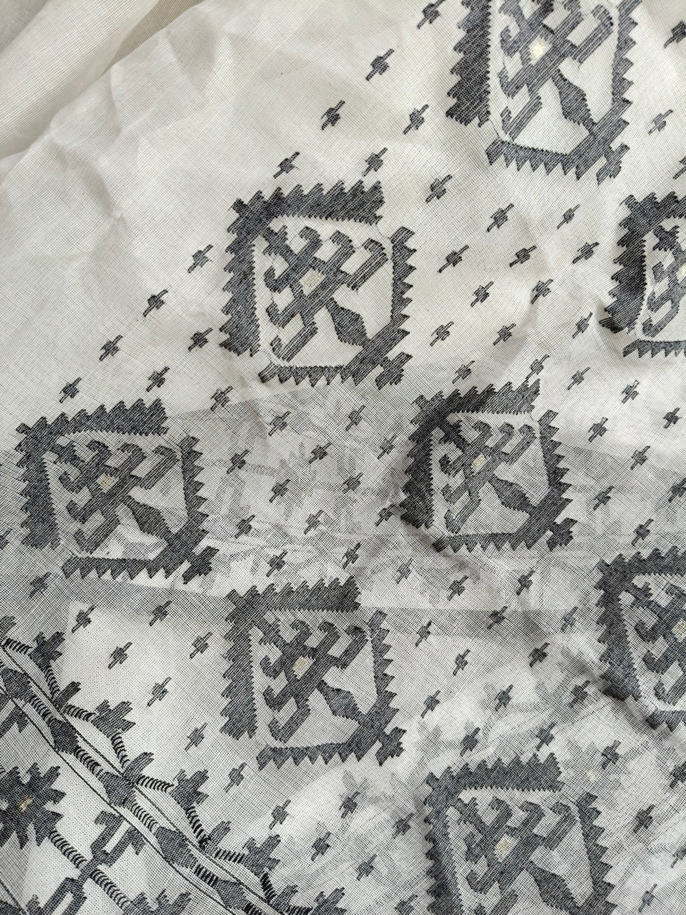 OFF WHITE COTTON (80 COUNT) PURE HANDLOOM DHAKAI JAMDANI SAREE
