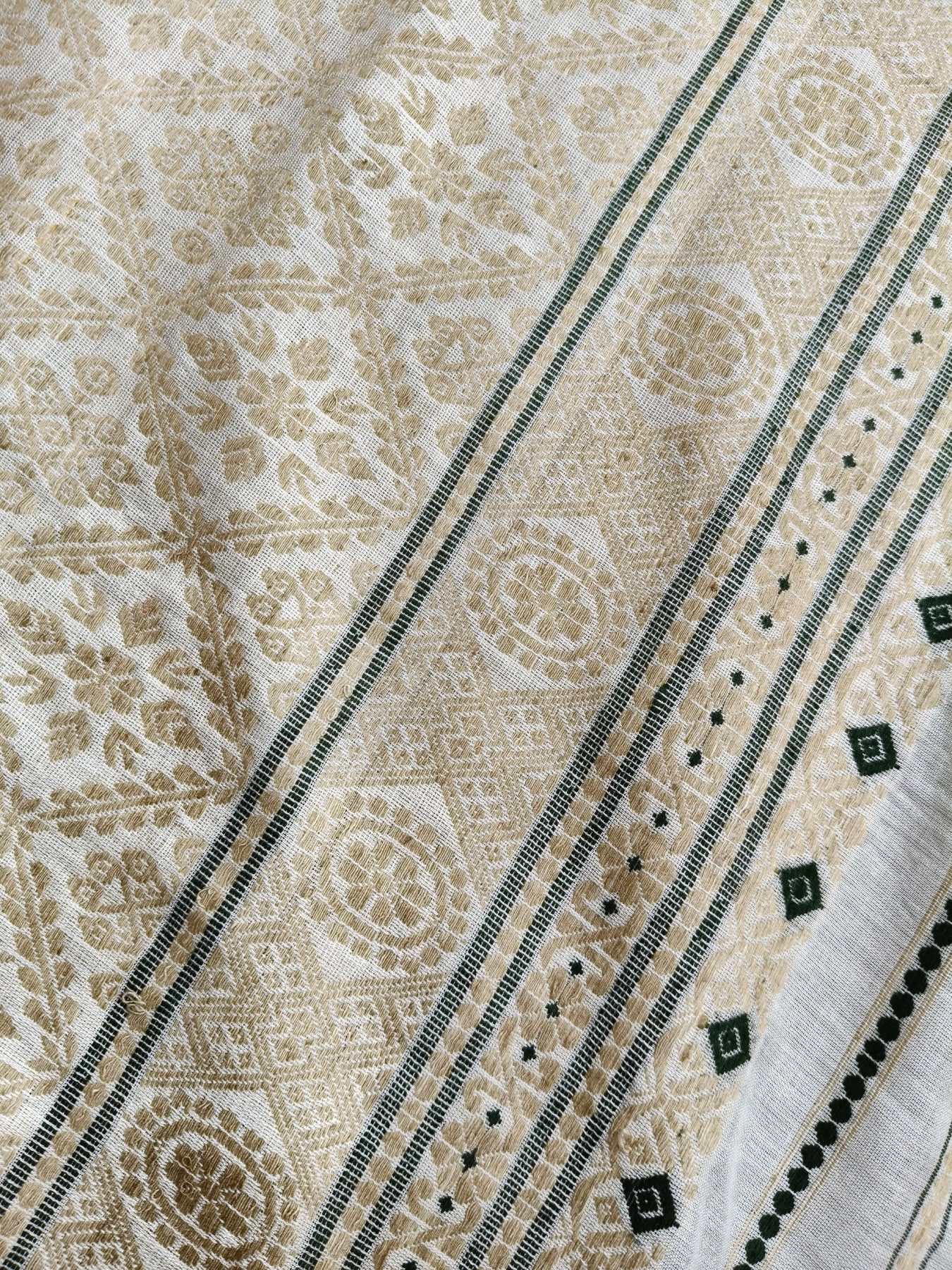OFF WHITE ERI SILK PURE HANDLOOM ASSAMES SAREE