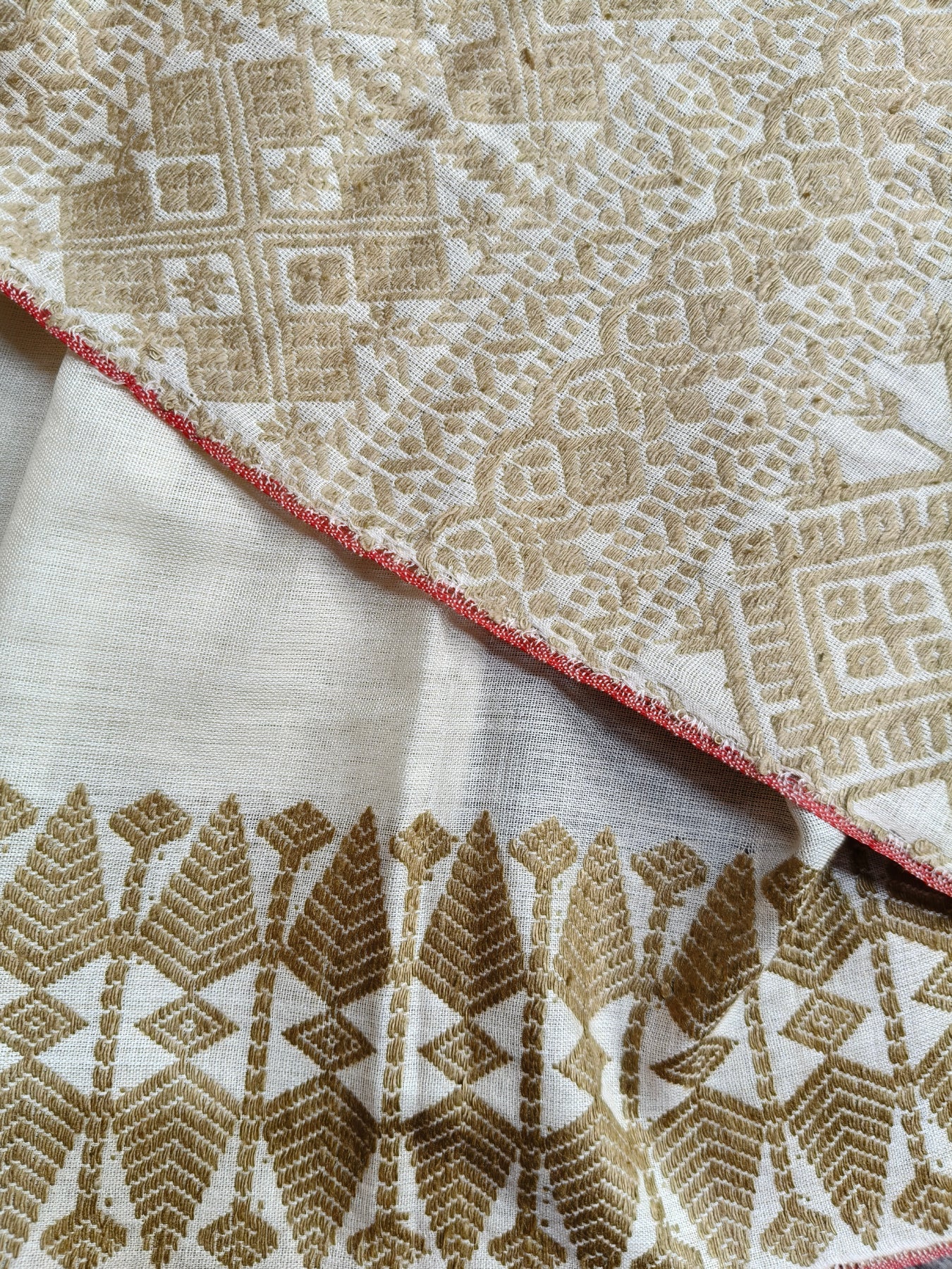 OFF WHITE ERI SILK PURE HANDLOOM ASSAMES SAREE