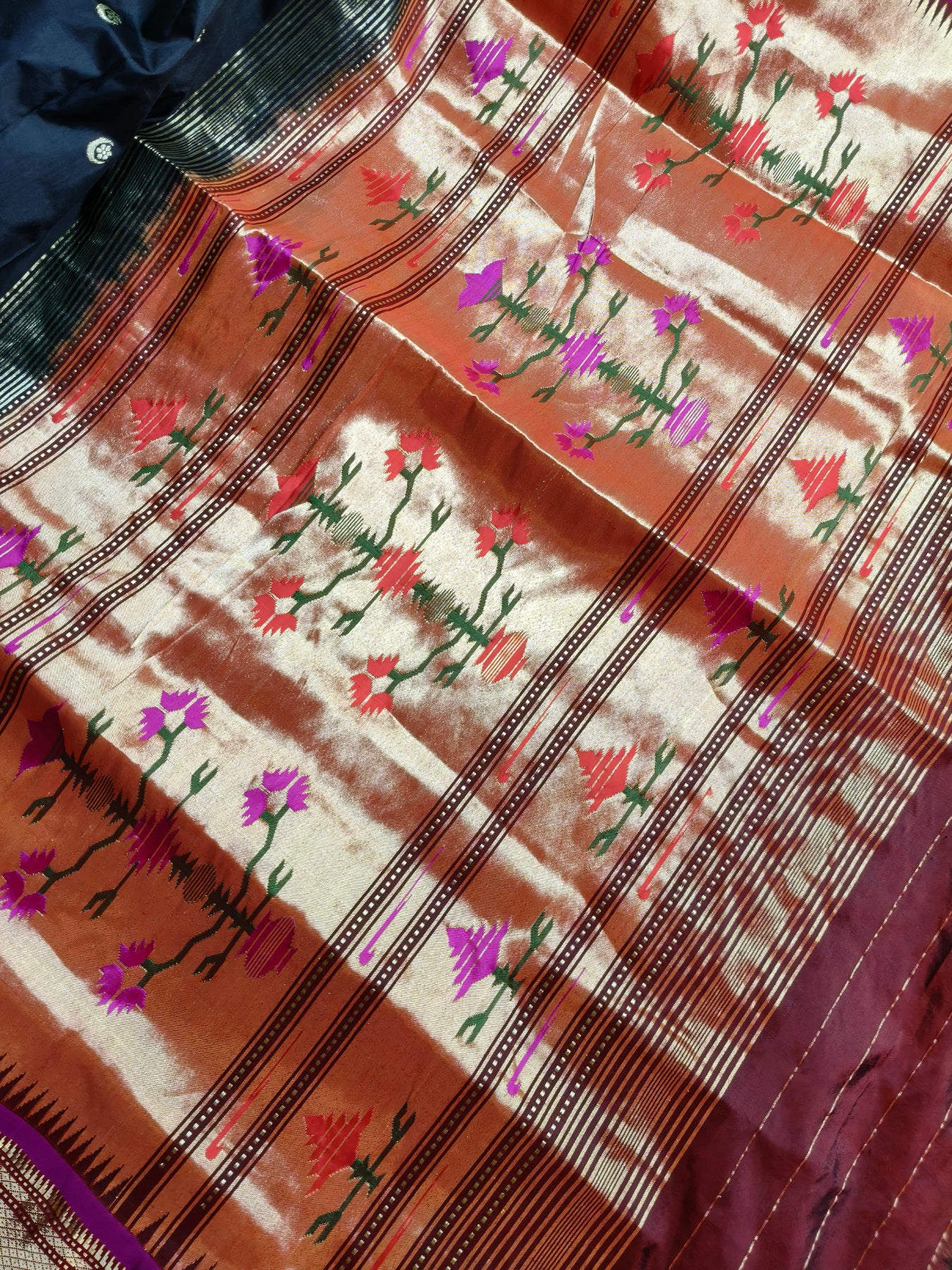 BLACK SILK PURE HANDLOOM PAITHANI SAREE