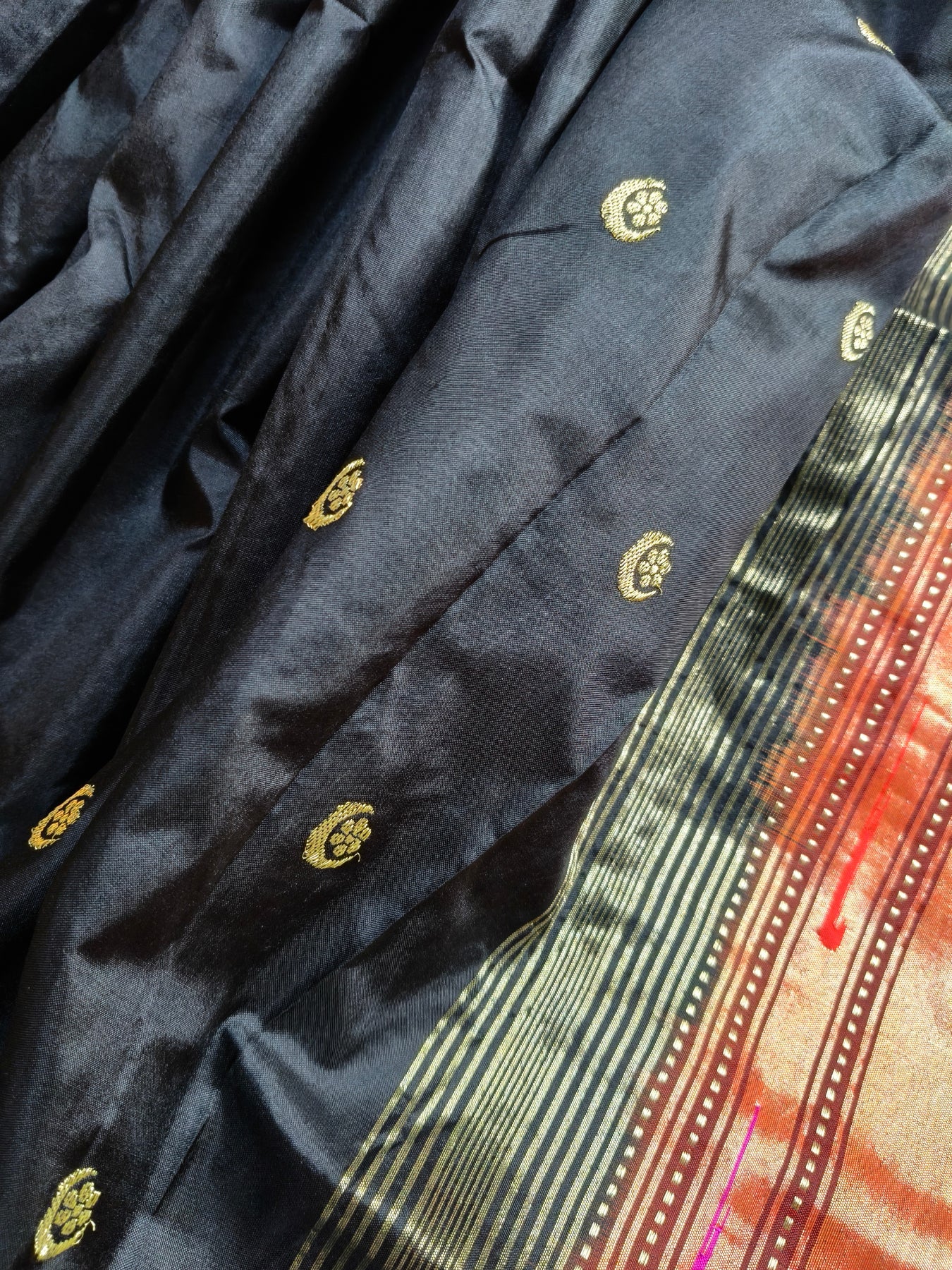 BLACK SILK PURE HANDLOOM PAITHANI SAREE