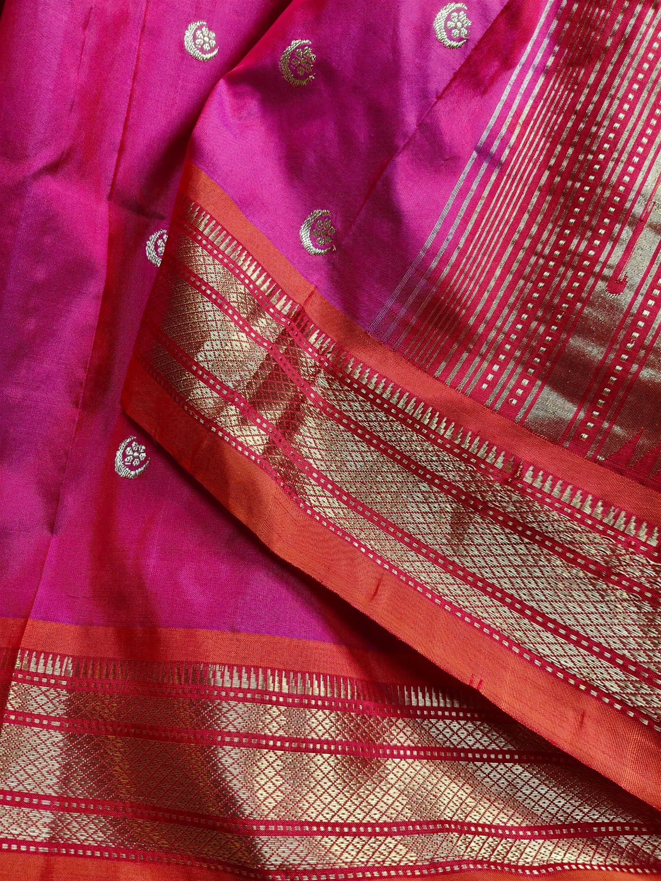 TWO TONE PINK SILK PURE HANDLOOM PAITHANI SAREE