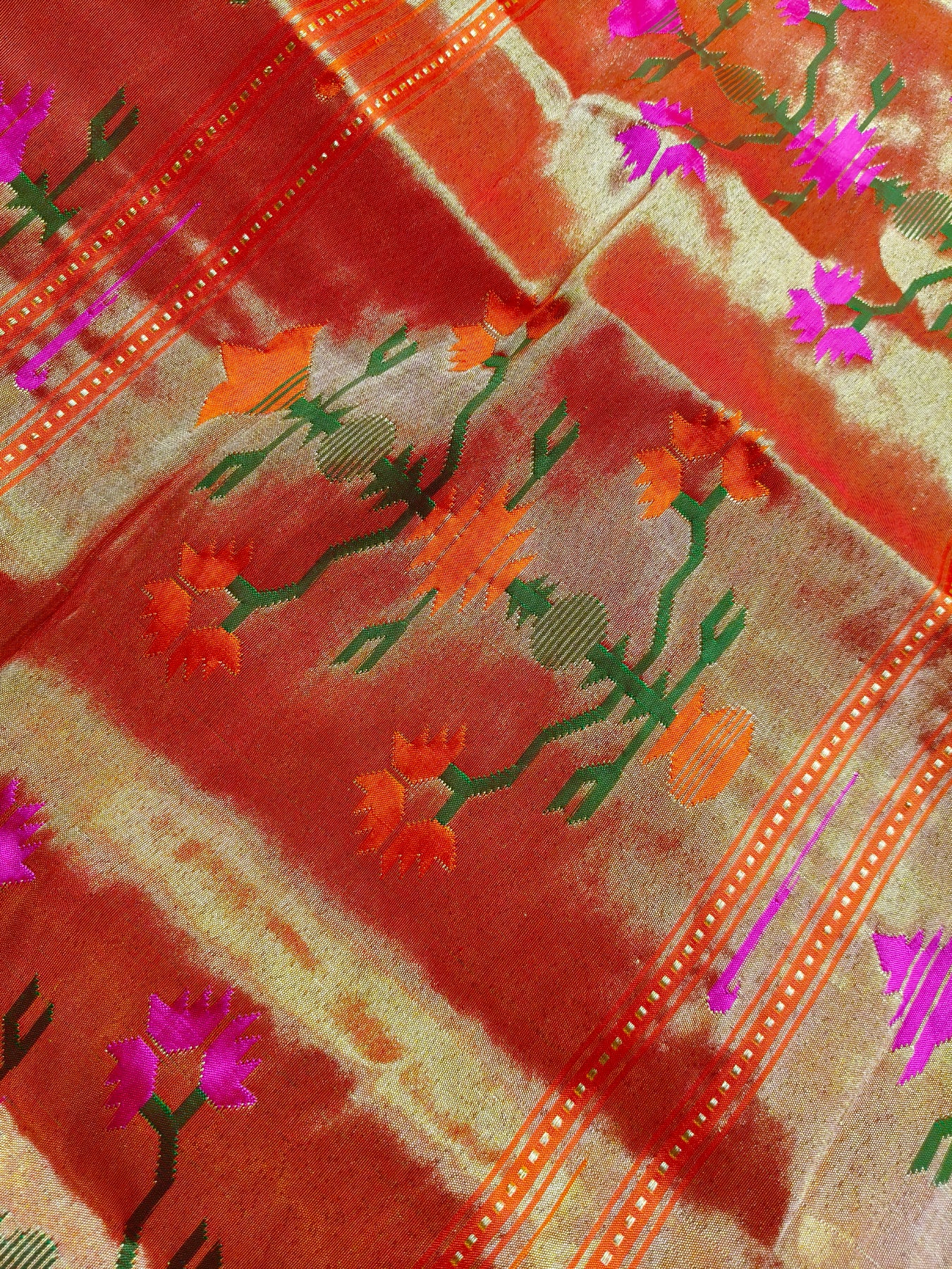 PEACH PINK SILK PURE HANDLOOM PAITHANI SAREE